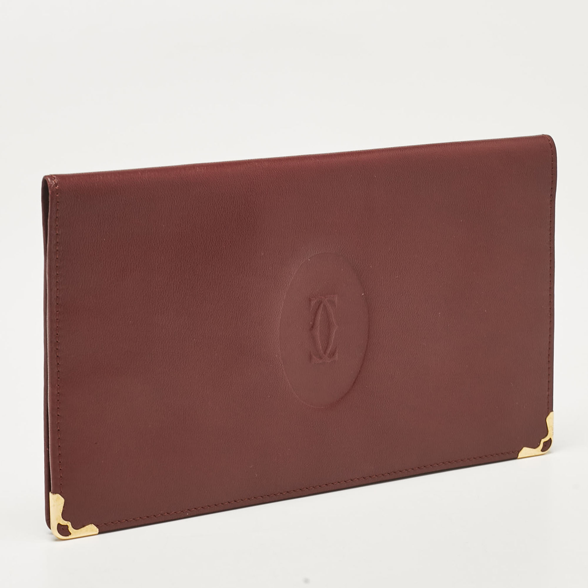 Cartier Burgundy Leather Must De Cartier Bifold Long Wallet