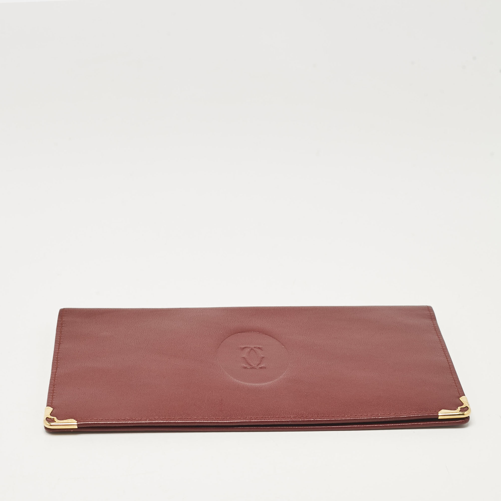 Cartier Burgundy Leather Must De Cartier Bifold Long Wallet