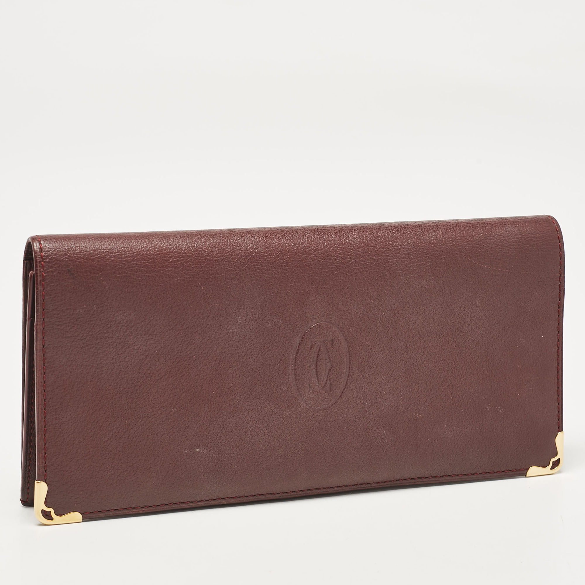 Cartier Burgundy Leather Must De Cartier Long Bifold Wallet