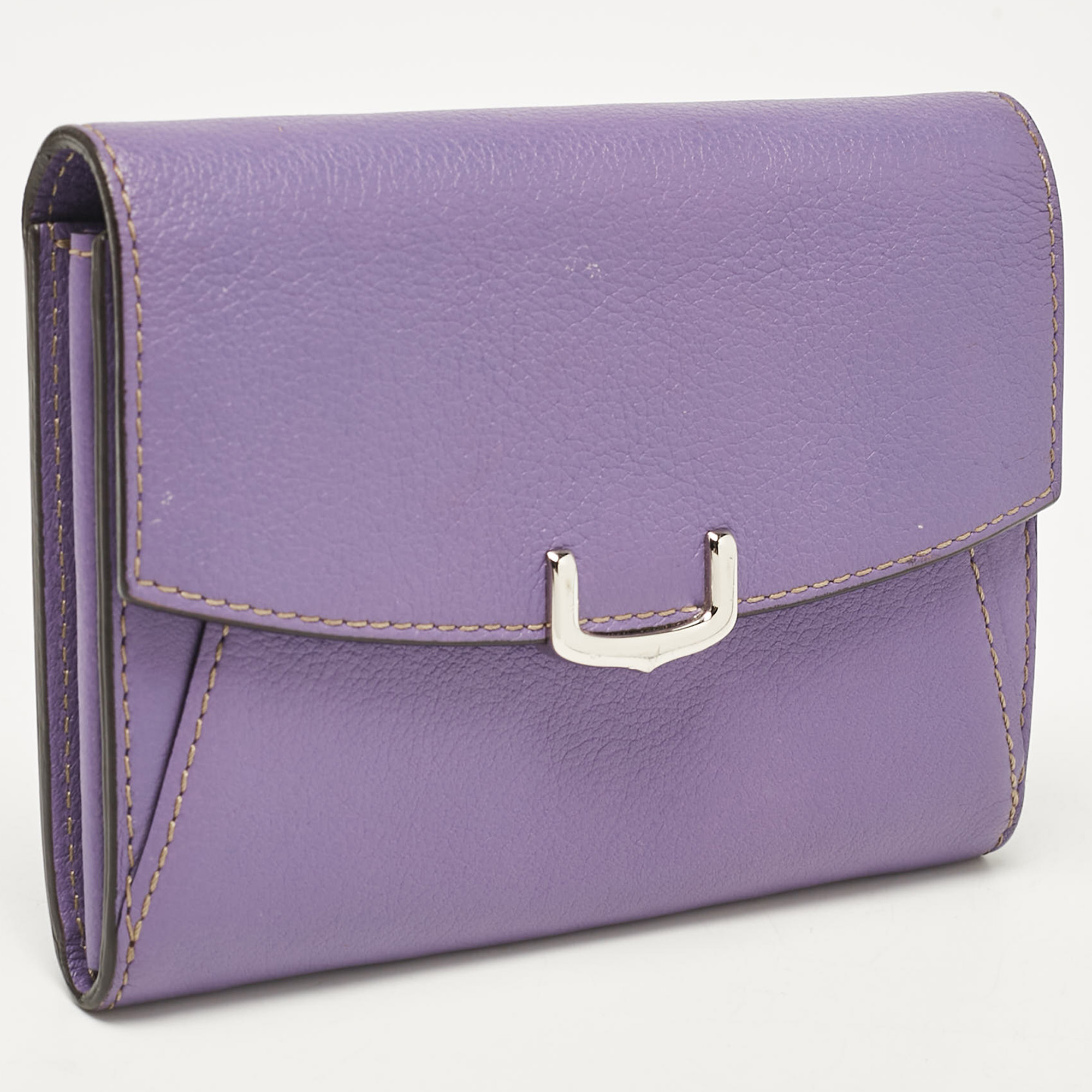 Cartier Purple Leather C De Cartier Compact Wallet