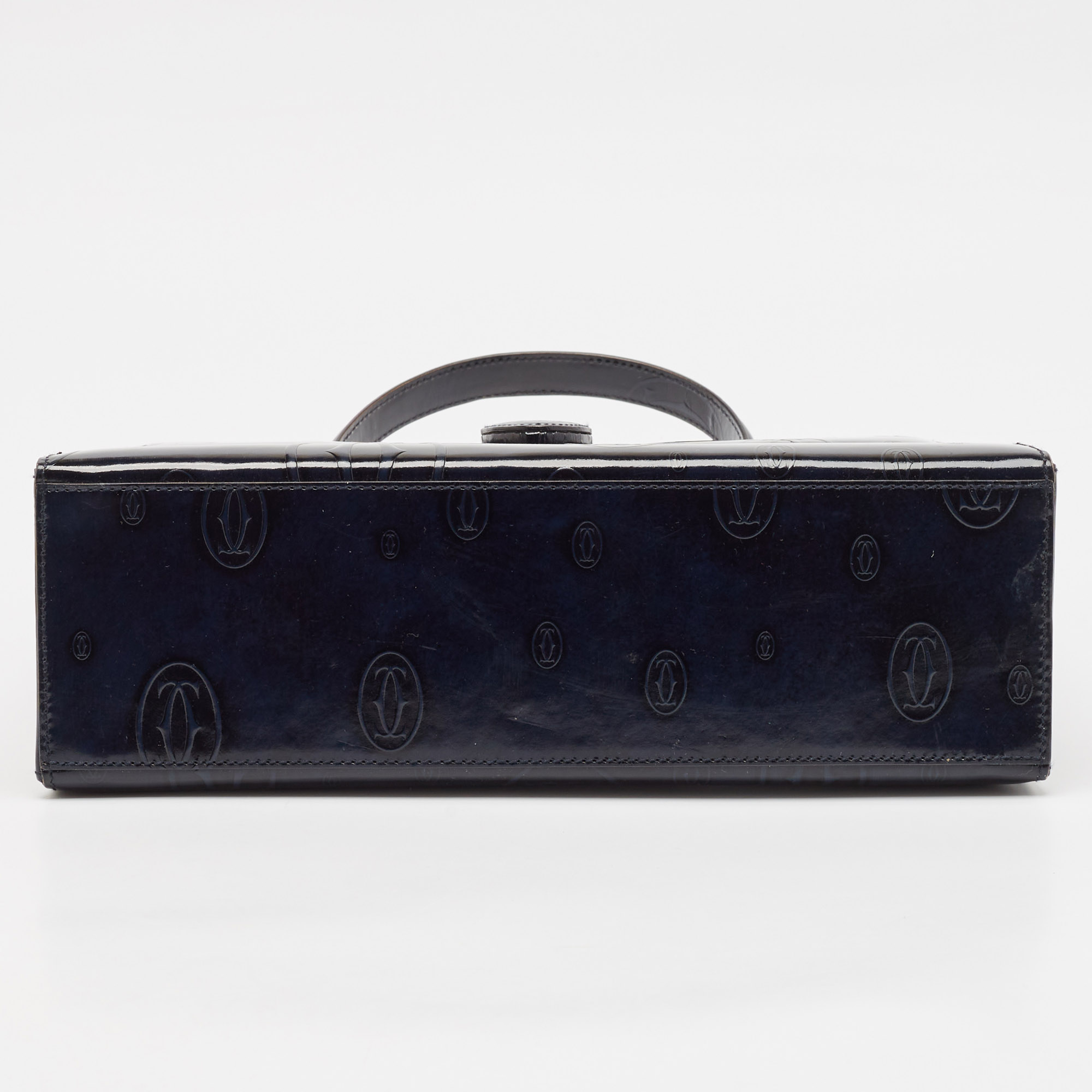 Cartier Navy Blue Patent Leather Happy Birthday Top Handle Bag