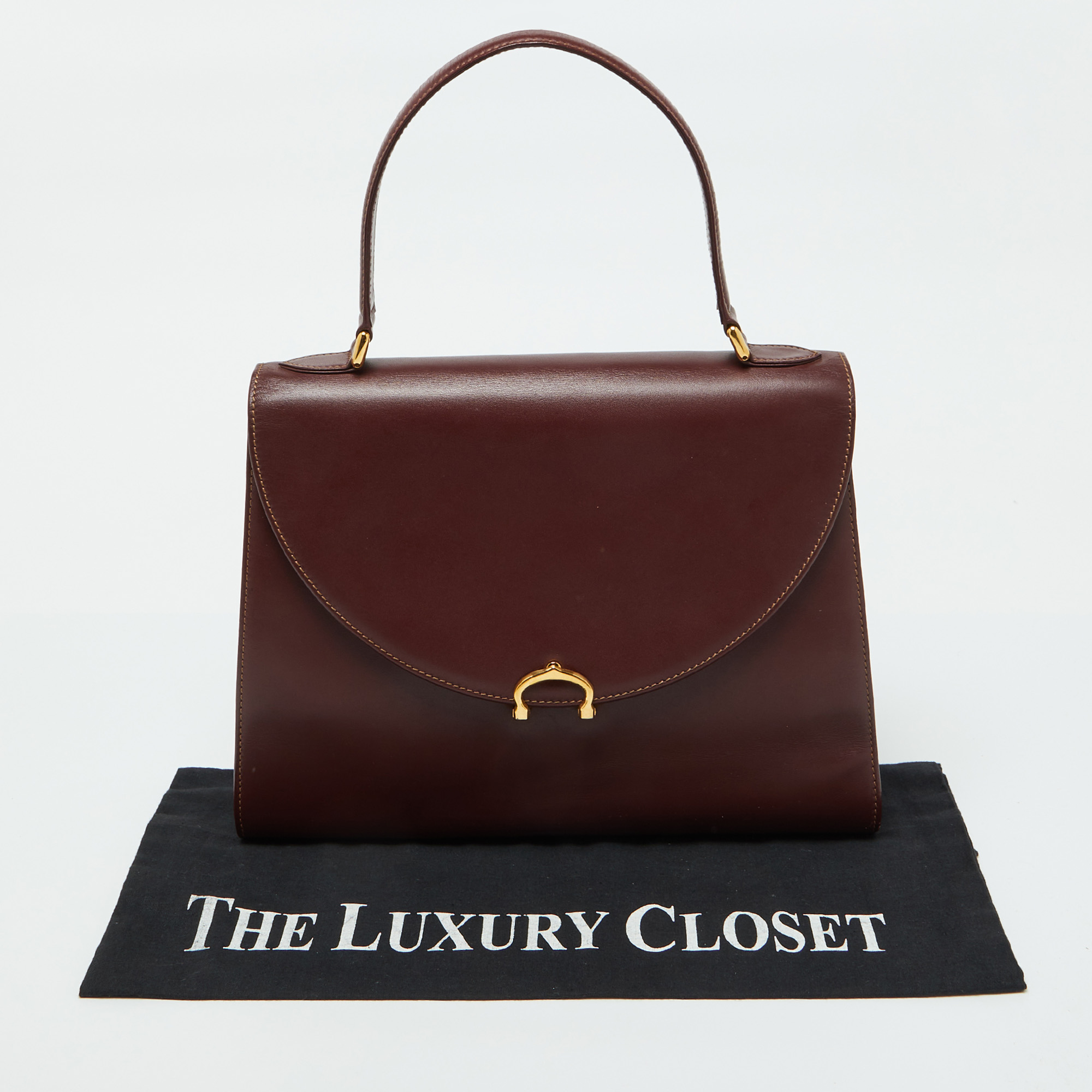 Cartier Burgundy Leather Le Must De Cartier Top Handle Bag