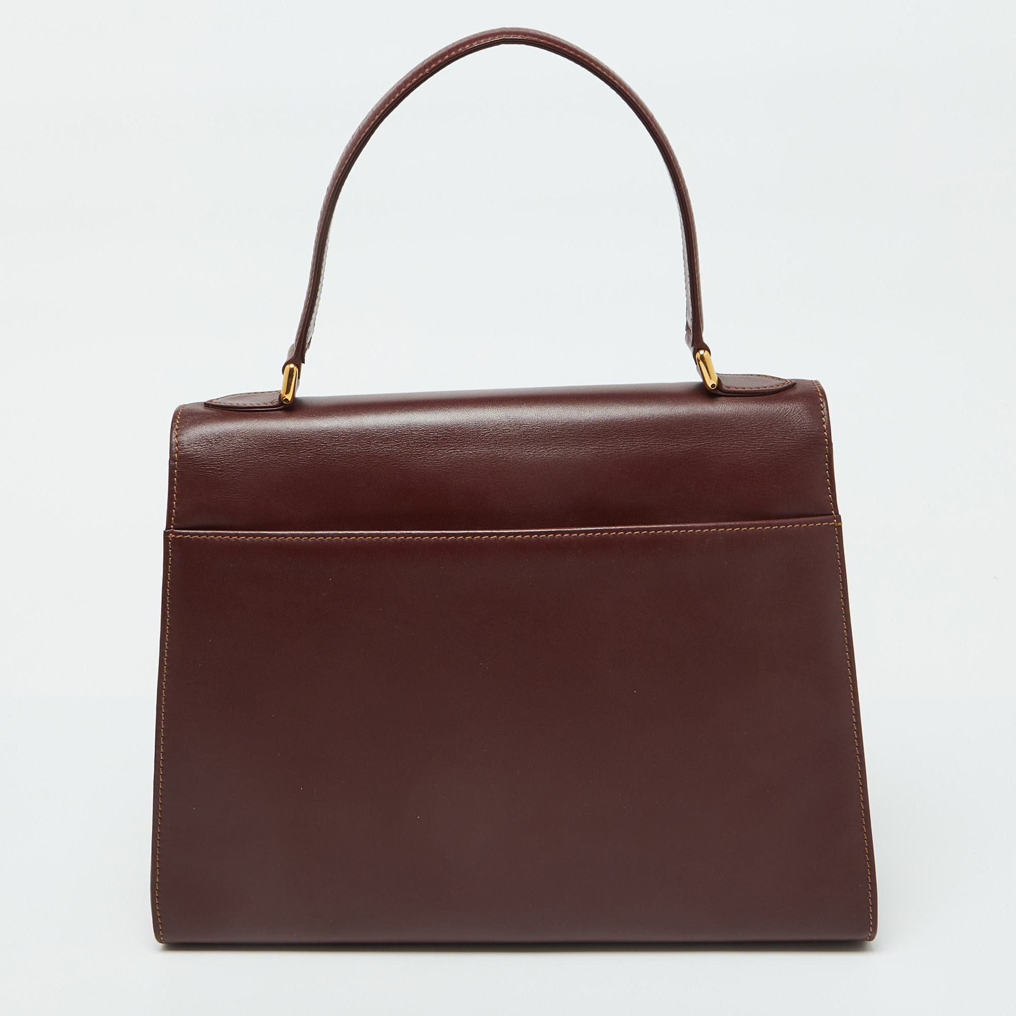 Cartier Burgundy Leather Le Must De Cartier Top Handle Bag