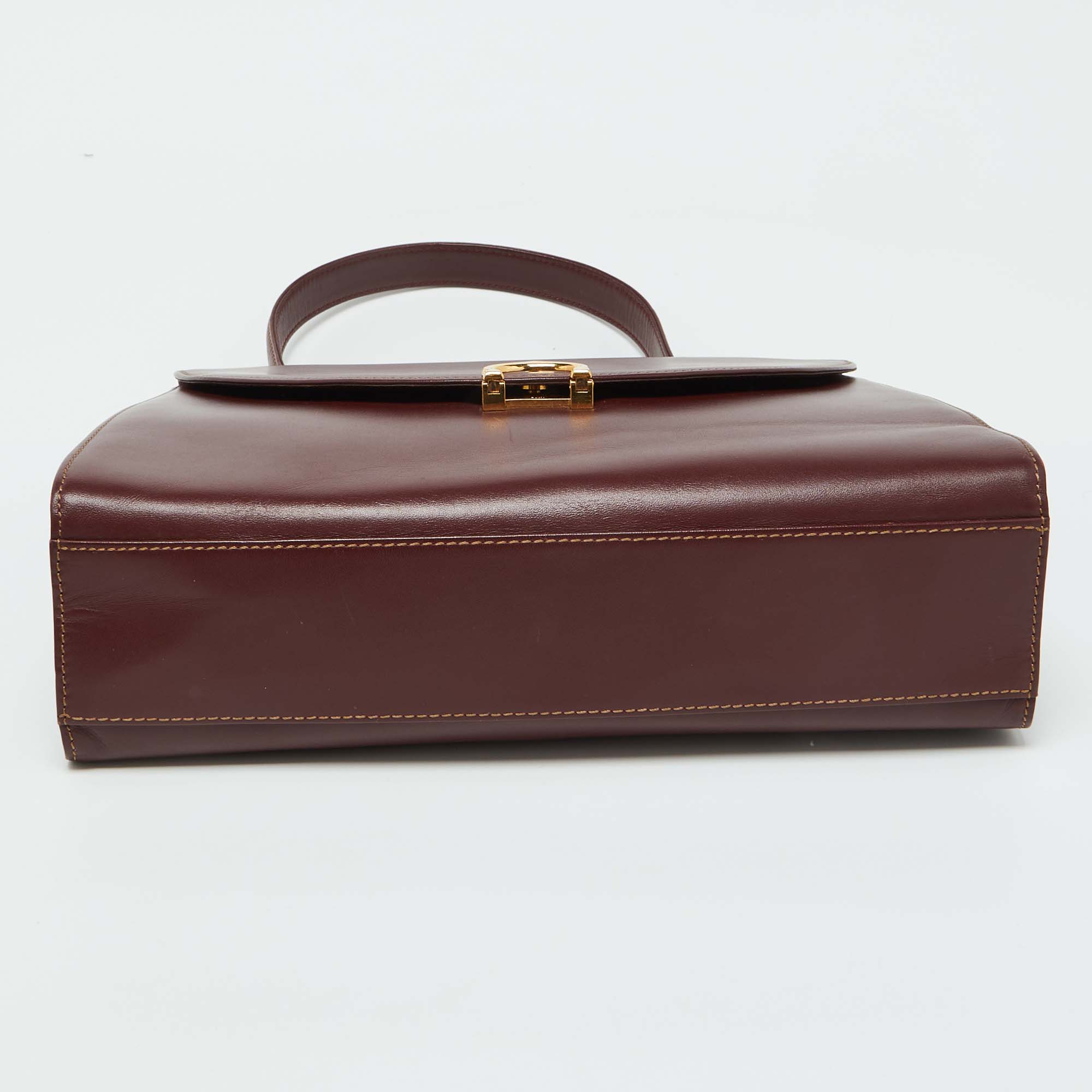 Cartier Burgundy Leather Le Must De Cartier Top Handle Bag