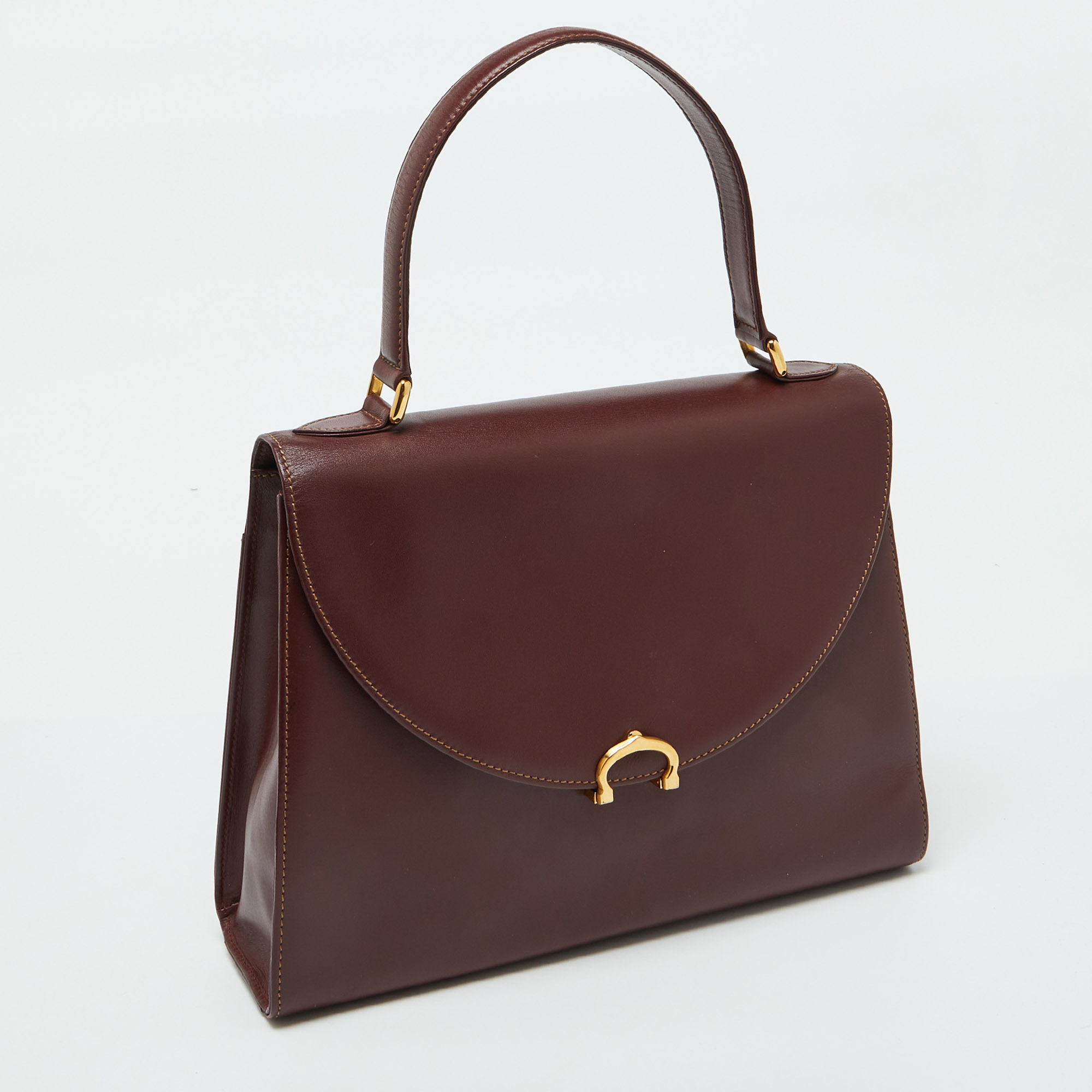 Cartier Burgundy Leather Le Must De Cartier Top Handle Bag