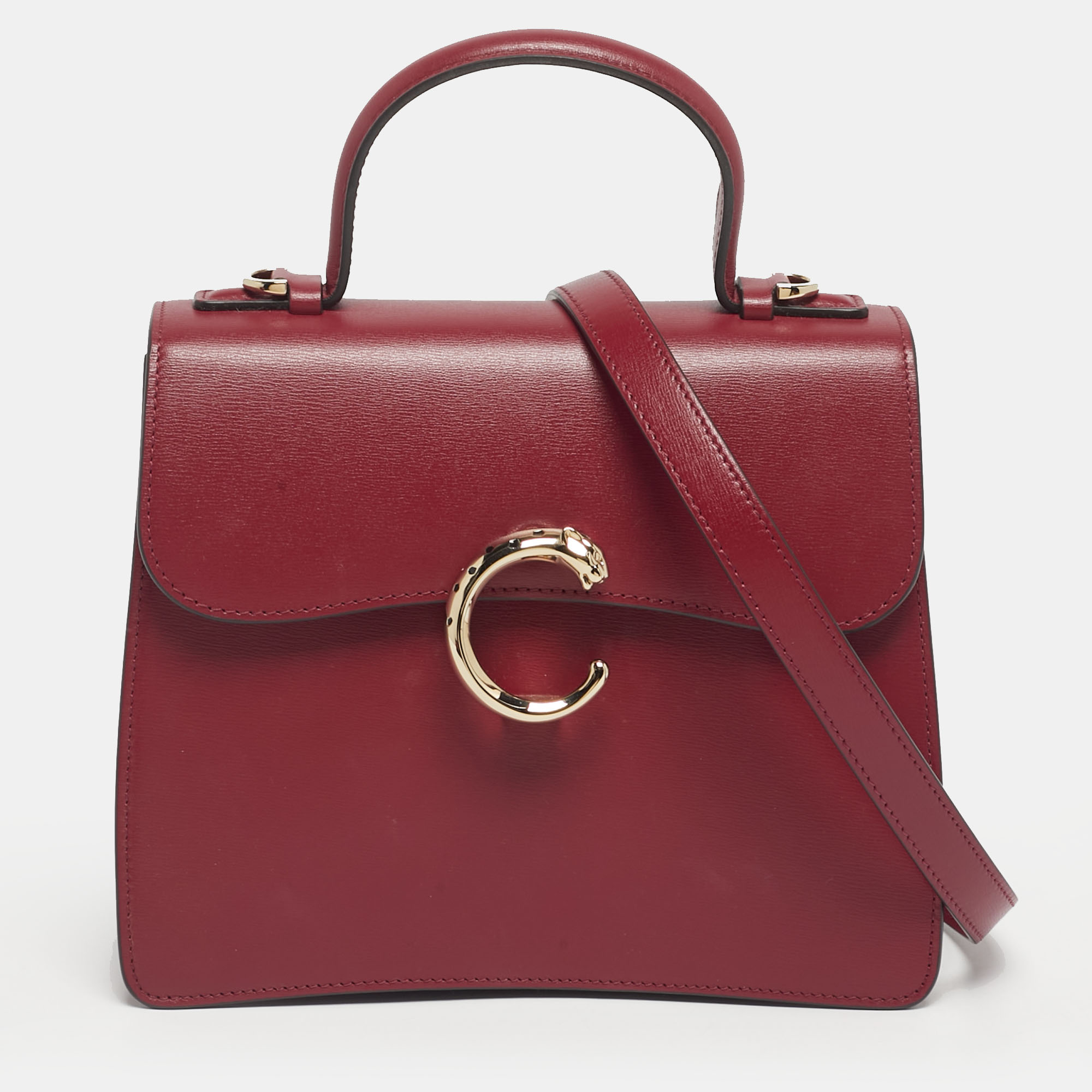 Cartier Burgundy Leather Small Panthere C De Cartier Top Handle Bag
Cartier Burgundy Leather Small Panthere C De Cartier Top Handle Bag