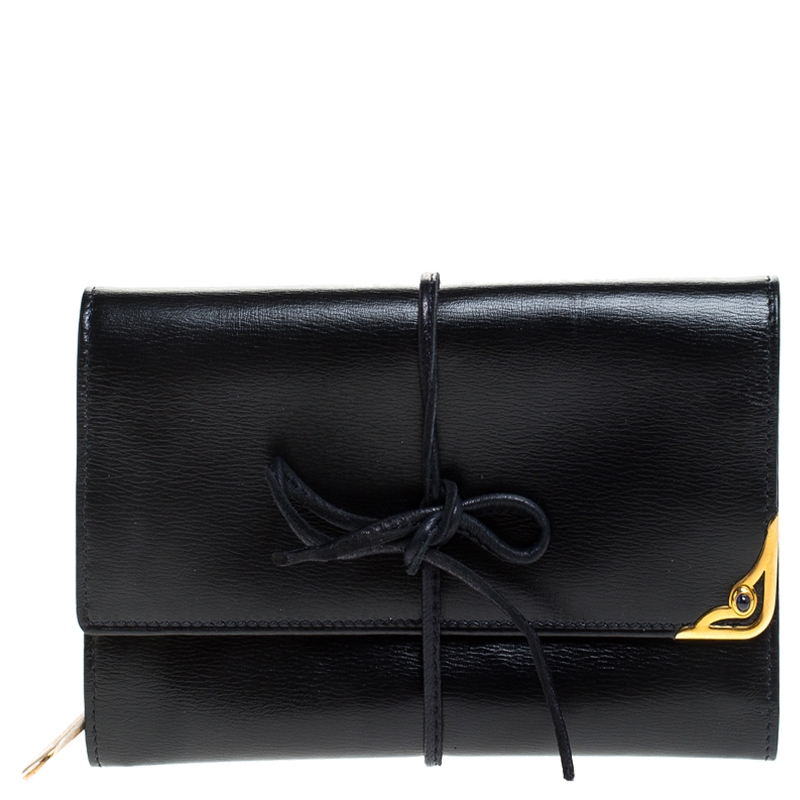 Image of Cartier Black Leather Sapphire Line Jewelry Wallet