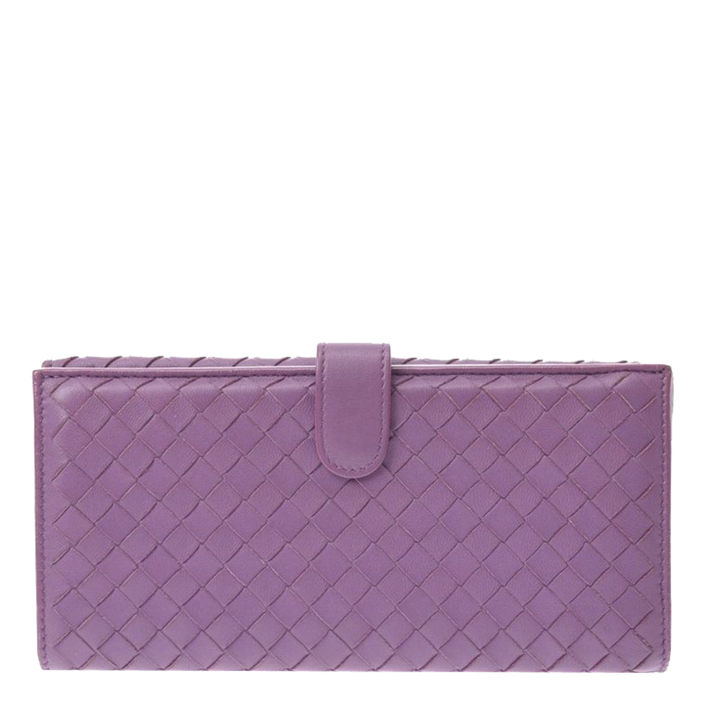 Image of Bottega Veneta Purple Intrecciato Leather Long Wallet