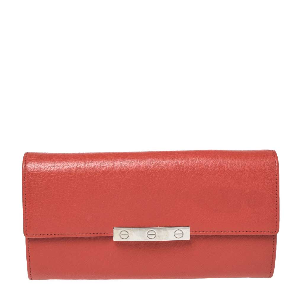 Image of Cartier Orange Leather LOVE Continental Wallet