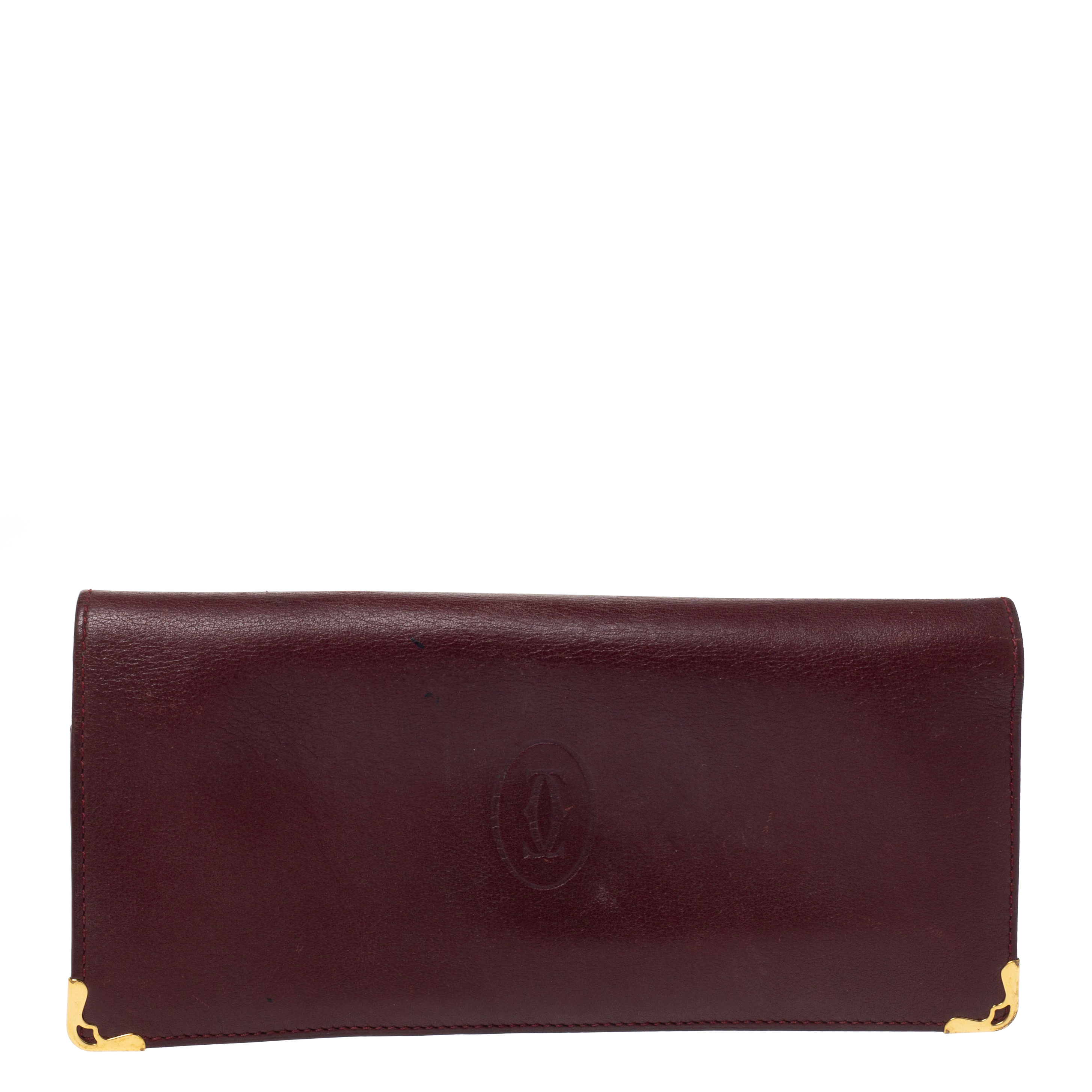 Image of Cartier Maroon Leather Must De Cartier Wallet