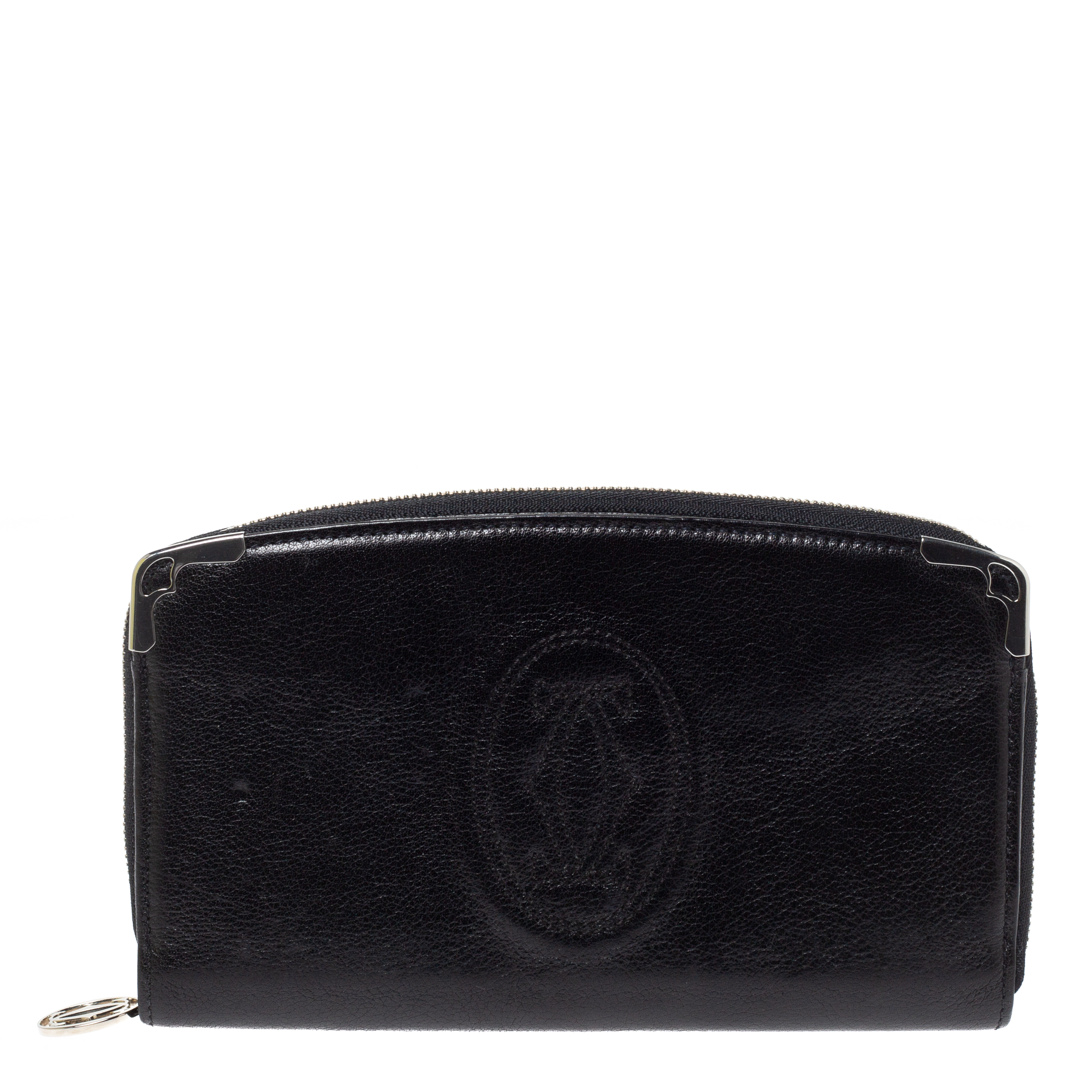 Image of Cartier Black Leather Marcello de Cartier Zip Around Wallet