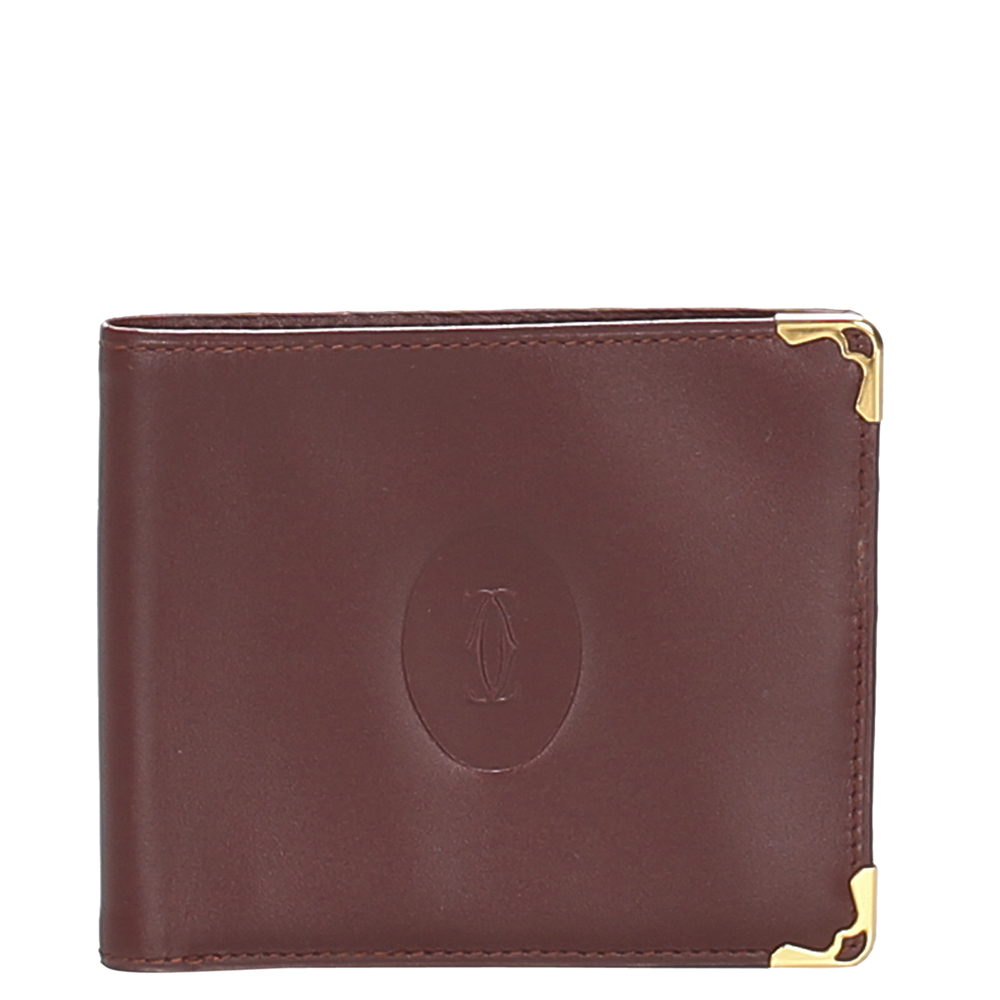 Image of Cartier Burgundy Leather Must De Cartier Bi-fold Wallet