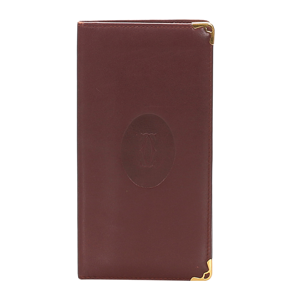 Image of Cartier Burgundy Leather Vintage Must De Cartier Wallet