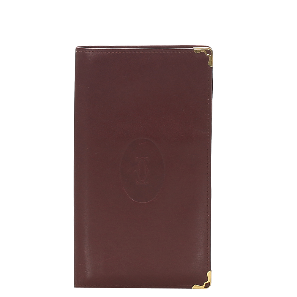 Image of Cartier Burgundy Leather De Cartier Leather Long Wallet