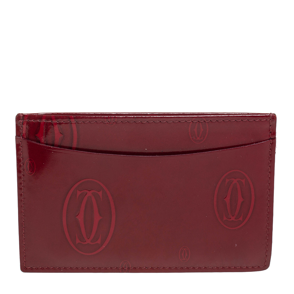 Cartier Maroon Patent Leather Happy Birthday Card Holder