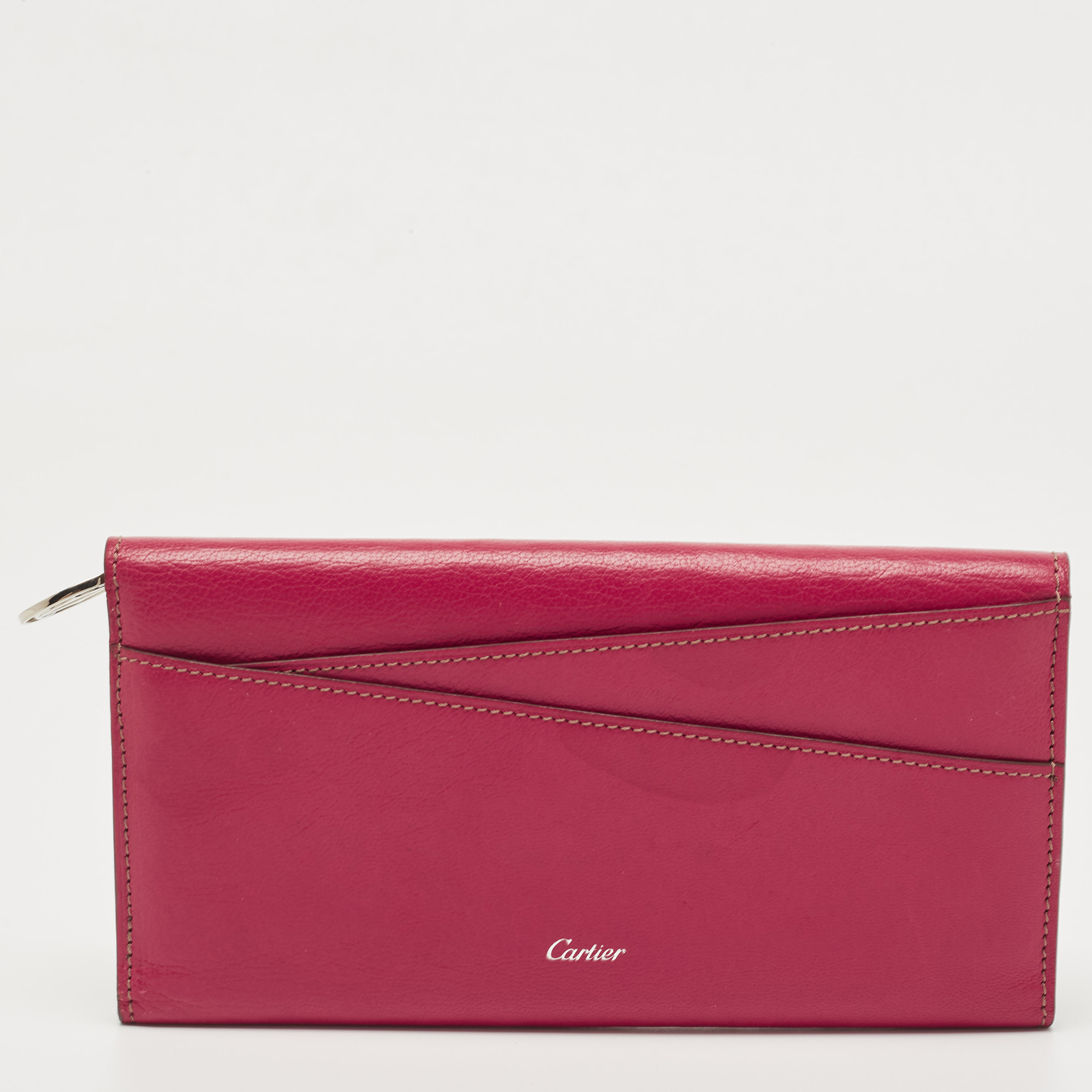 Cartier Pink Leather Les Must Envelope Trifold Wallet