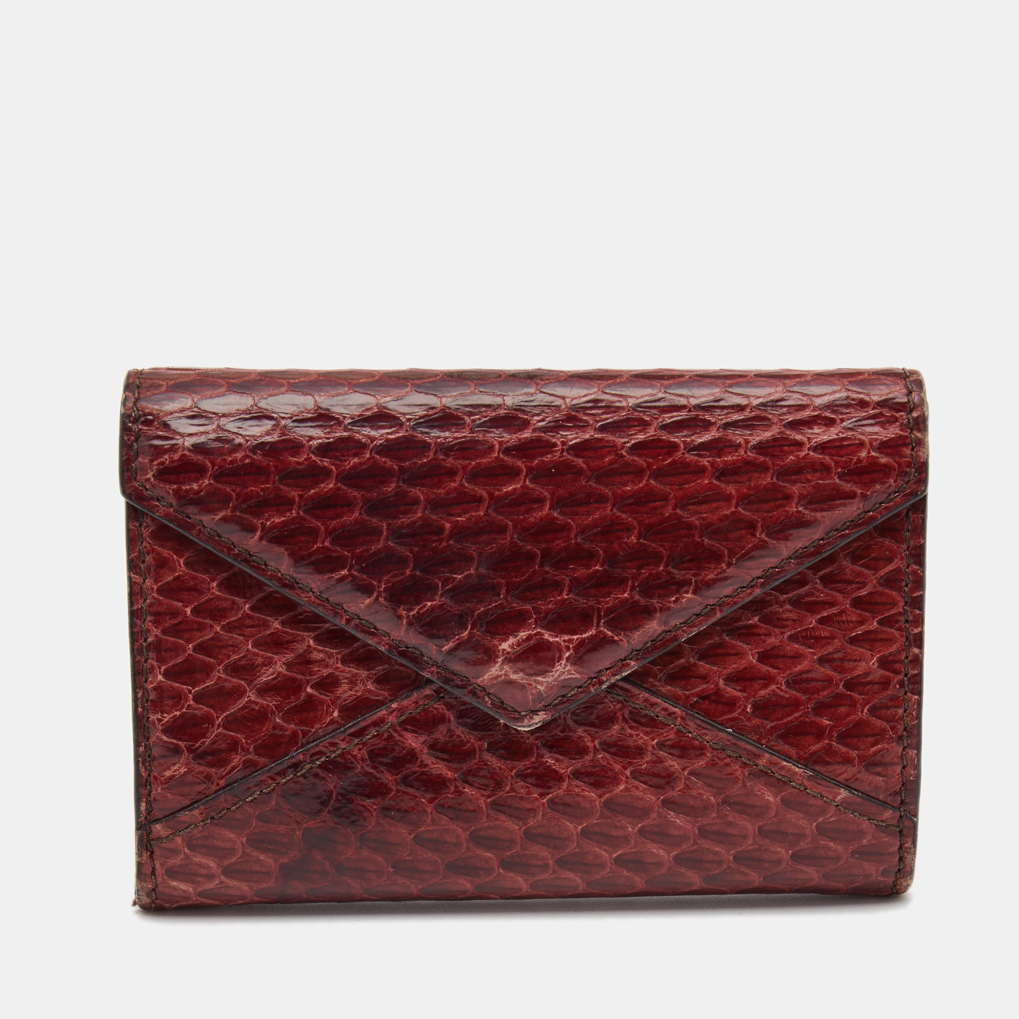 Cartier burgundy snakeskin envelope flap wallet