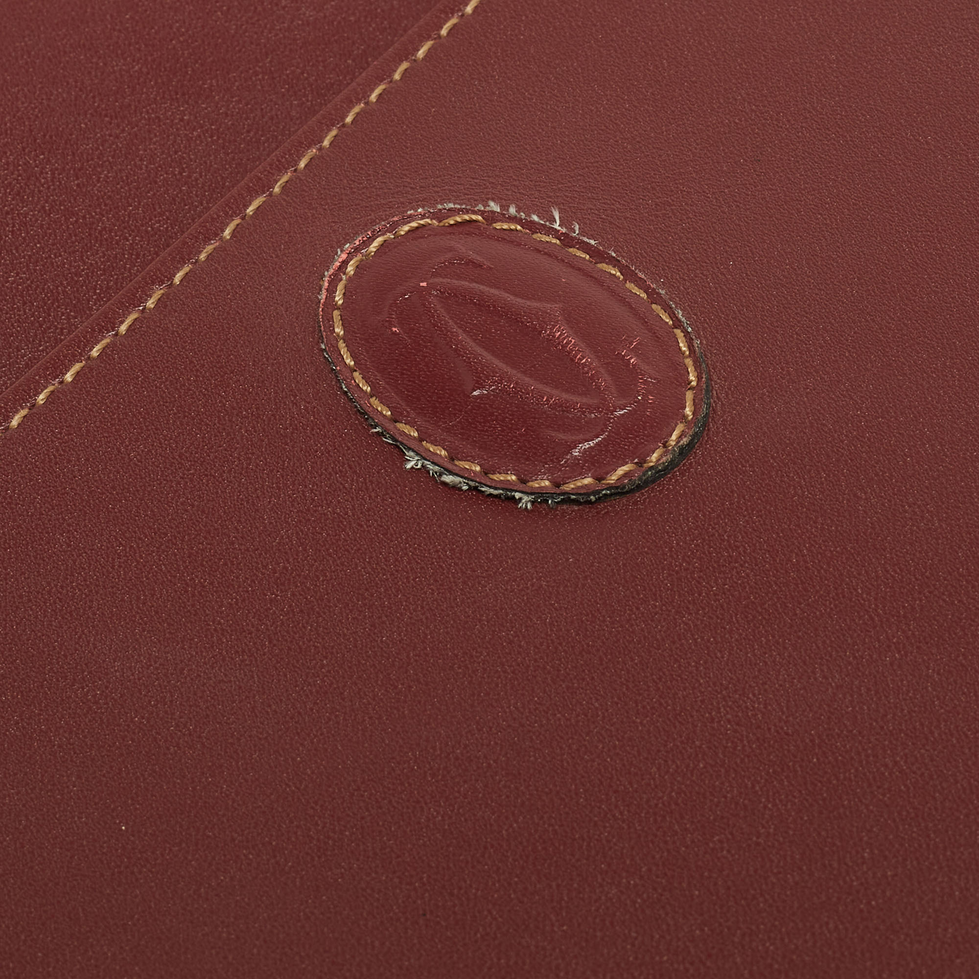Cartier Burgundy Leather Must 21 De Cartier Flap Clutch