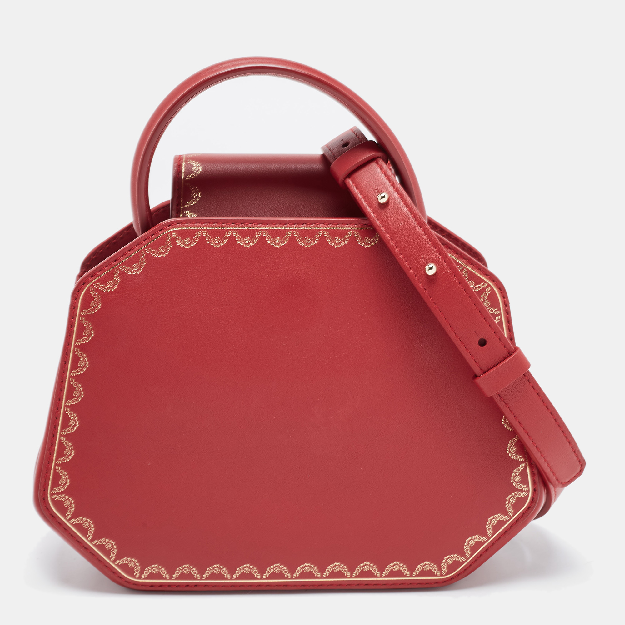 Cartier Red Leather Mini Guirlande De Cartier Top Handle Bag