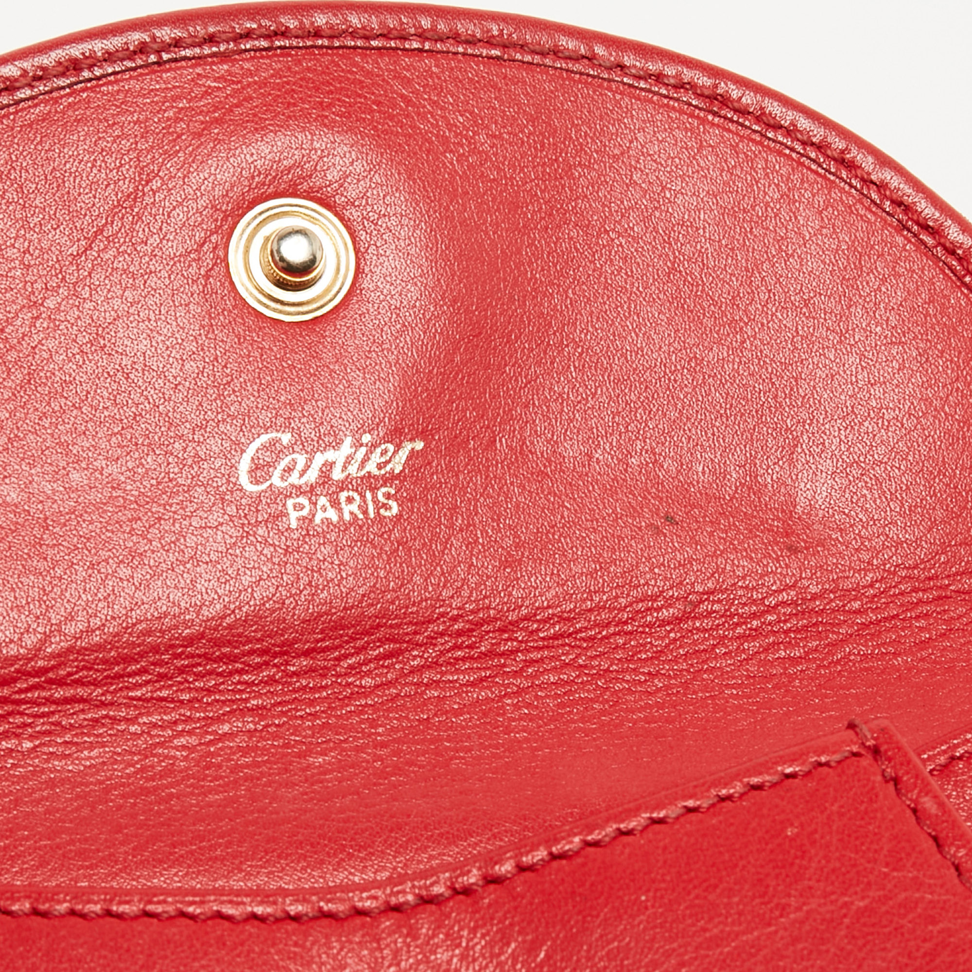 Cartier Red Leather Panthere Flap Coin Pouch