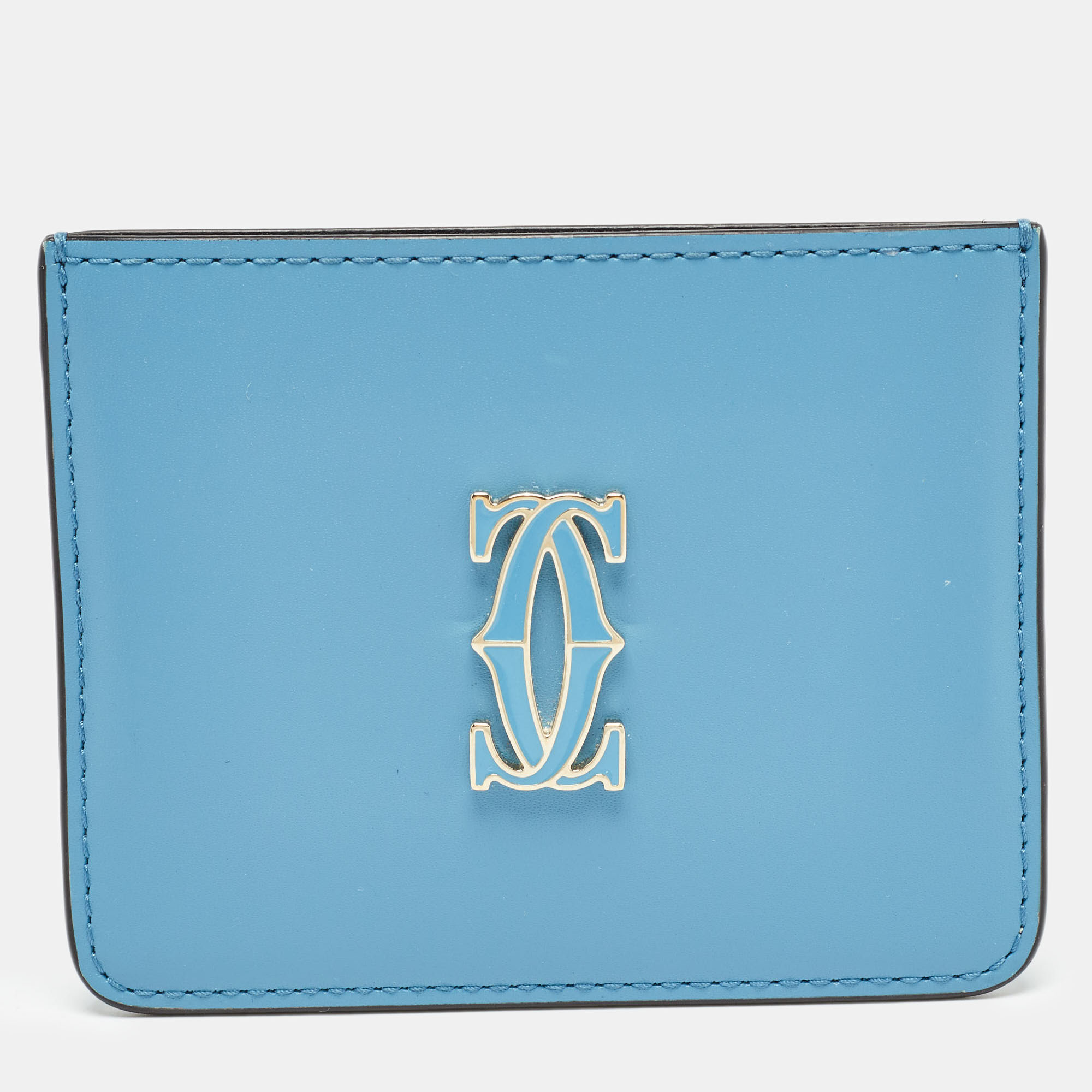 Cartier light blue leather c de cartier card holder