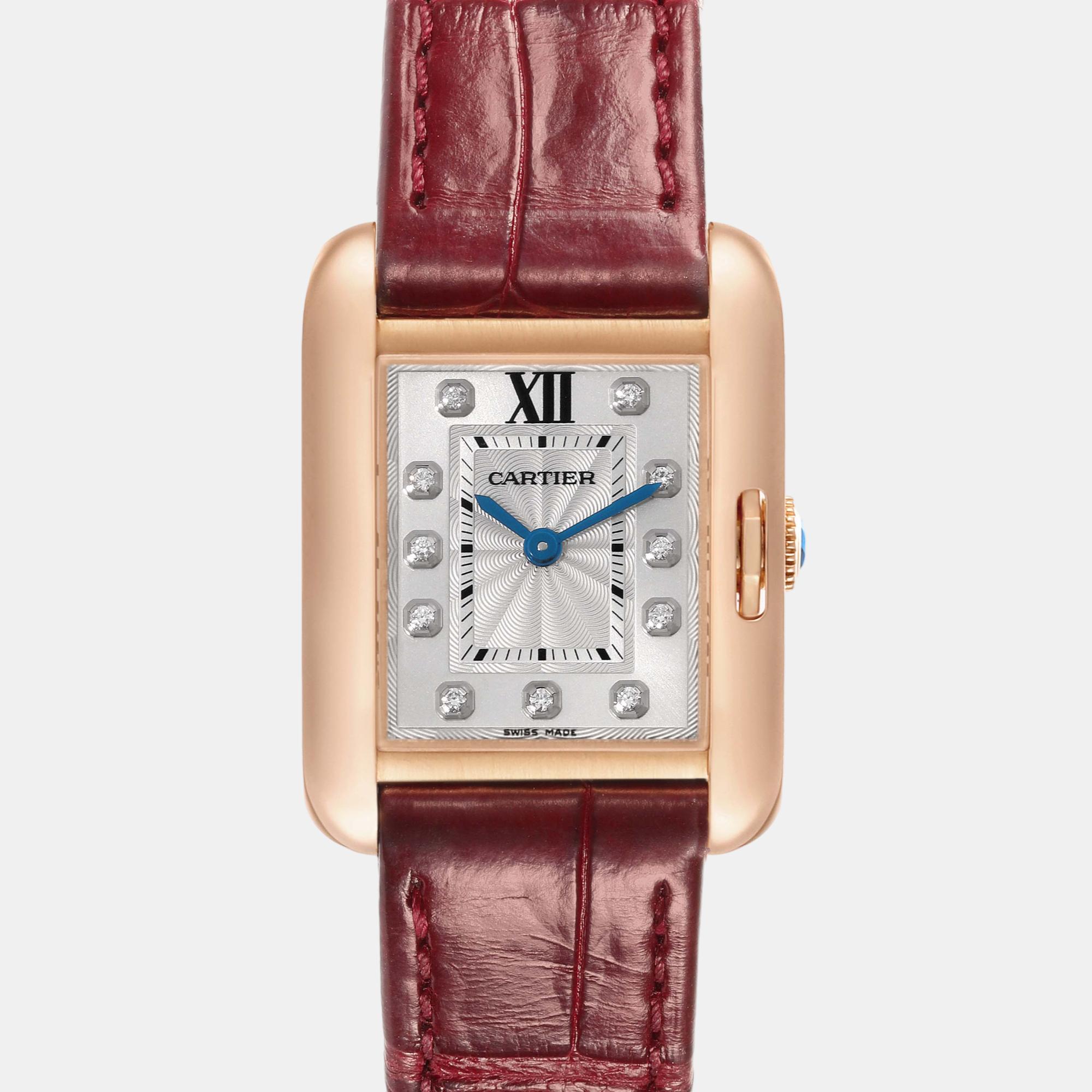 Cartier Tank Anglaise Rose Gold Diamond Dial Small Ladies Watch WJTA0007 30 Mm X 23 Mm