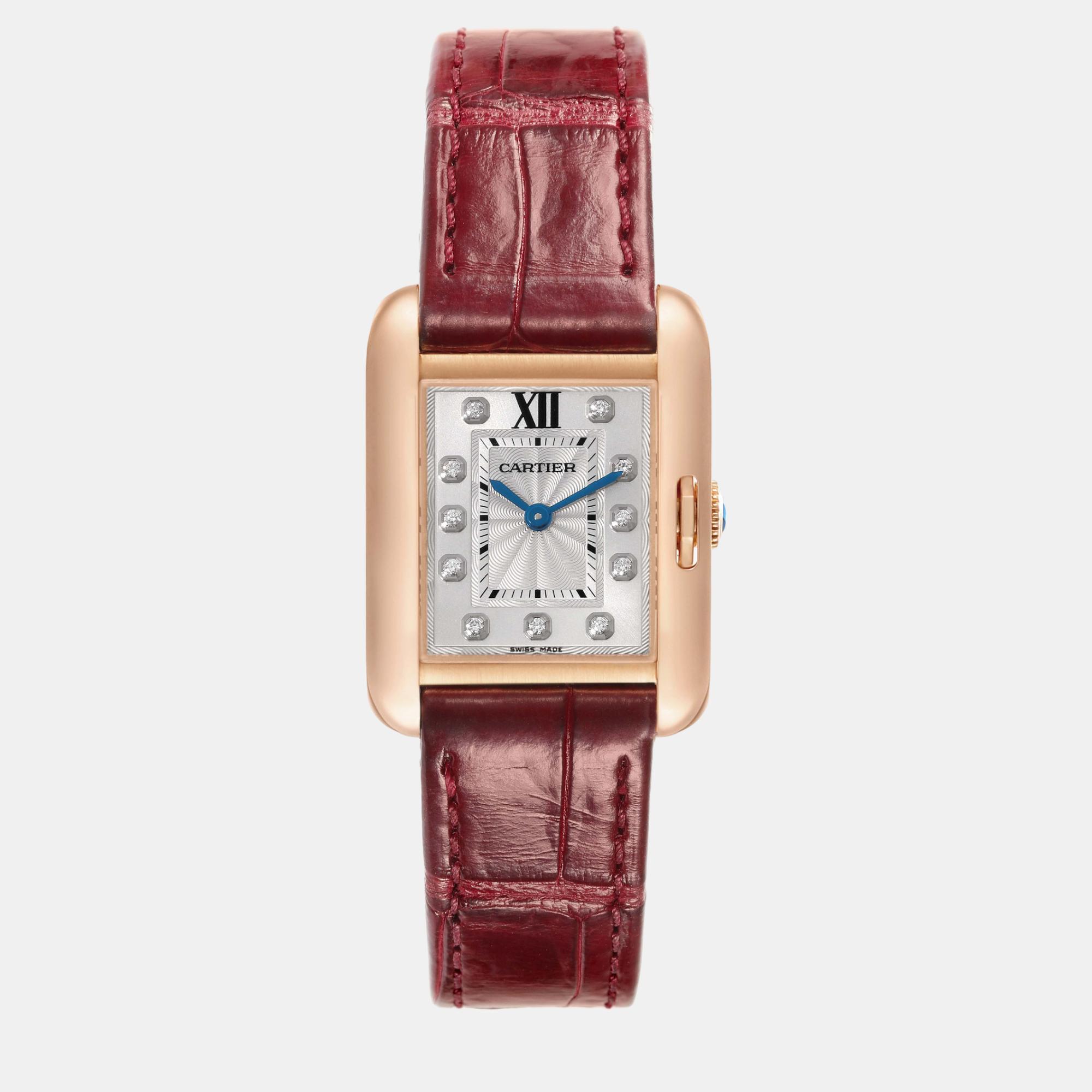 Cartier Tank Anglaise Rose Gold Diamond Dial Small Ladies Watch WJTA0007 30 Mm X 23 Mm