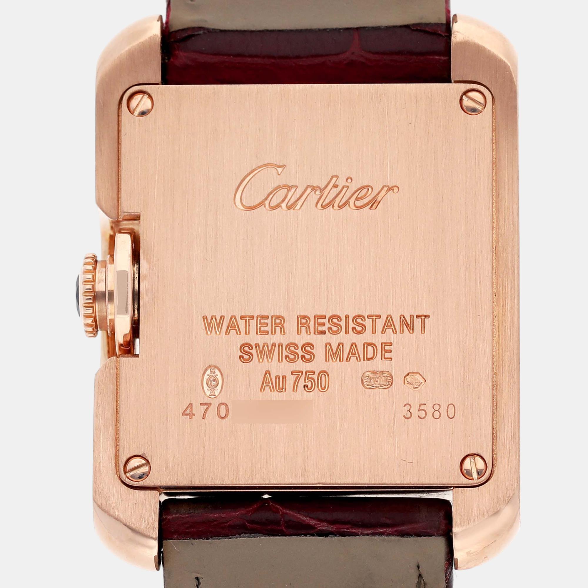 Cartier Tank Anglaise Rose Gold Diamond Dial Small Ladies Watch WJTA0007 30 Mm X 23 Mm