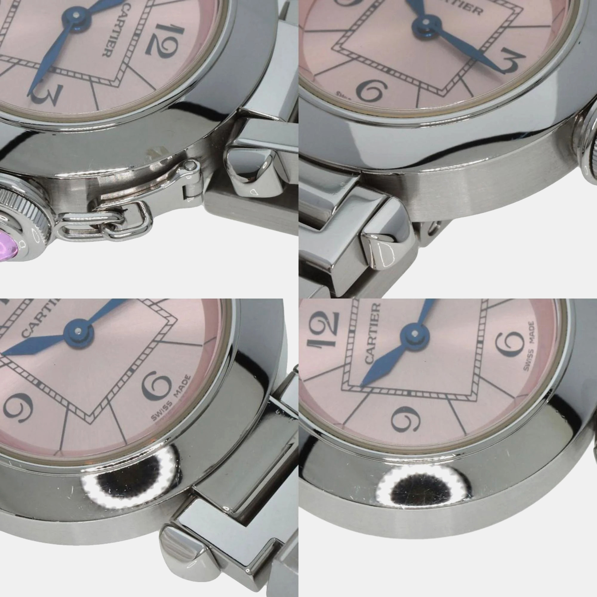 Cartier Pink Stainless Steel Miss Pasha W3140008 Quartz Women's Wristwatch 27 Mm