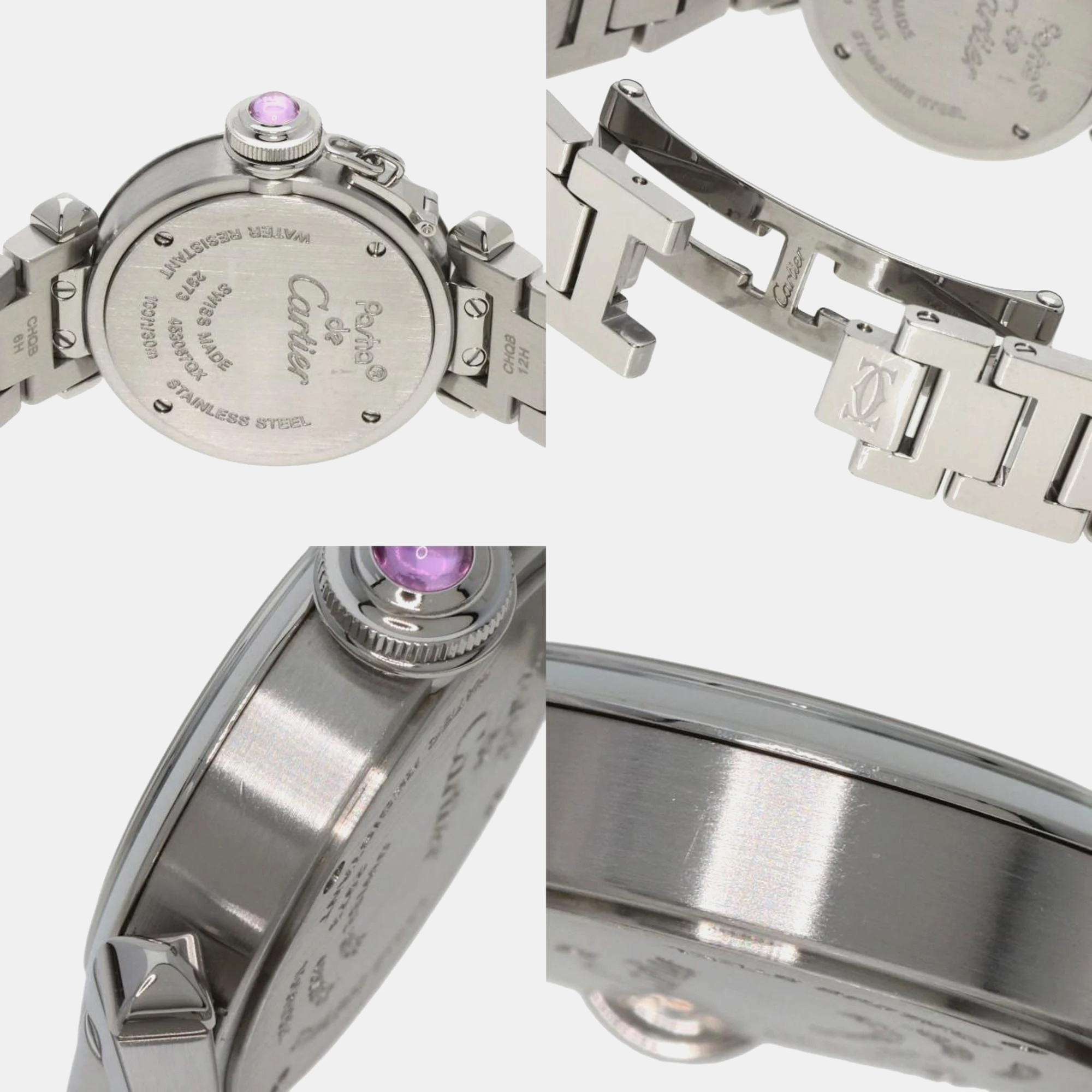 Cartier Pink Stainless Steel Miss Pasha W3140008 Quartz Women's Wristwatch 27 Mm