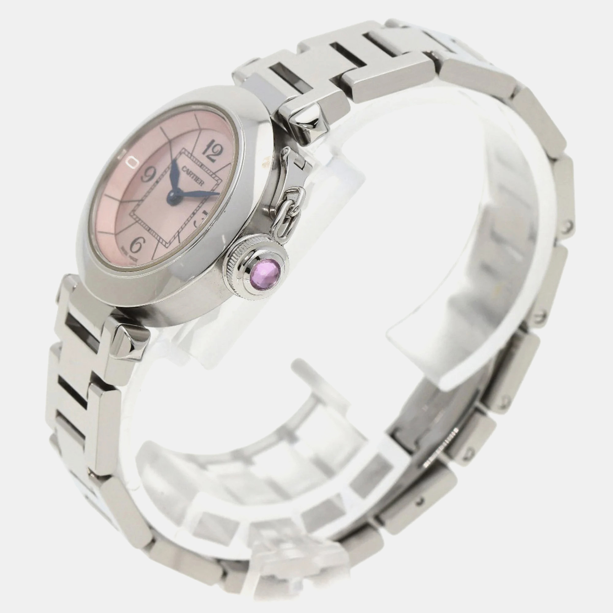 Cartier Pink Stainless Steel Miss Pasha W3140008 Quartz Women's Wristwatch 27 Mm