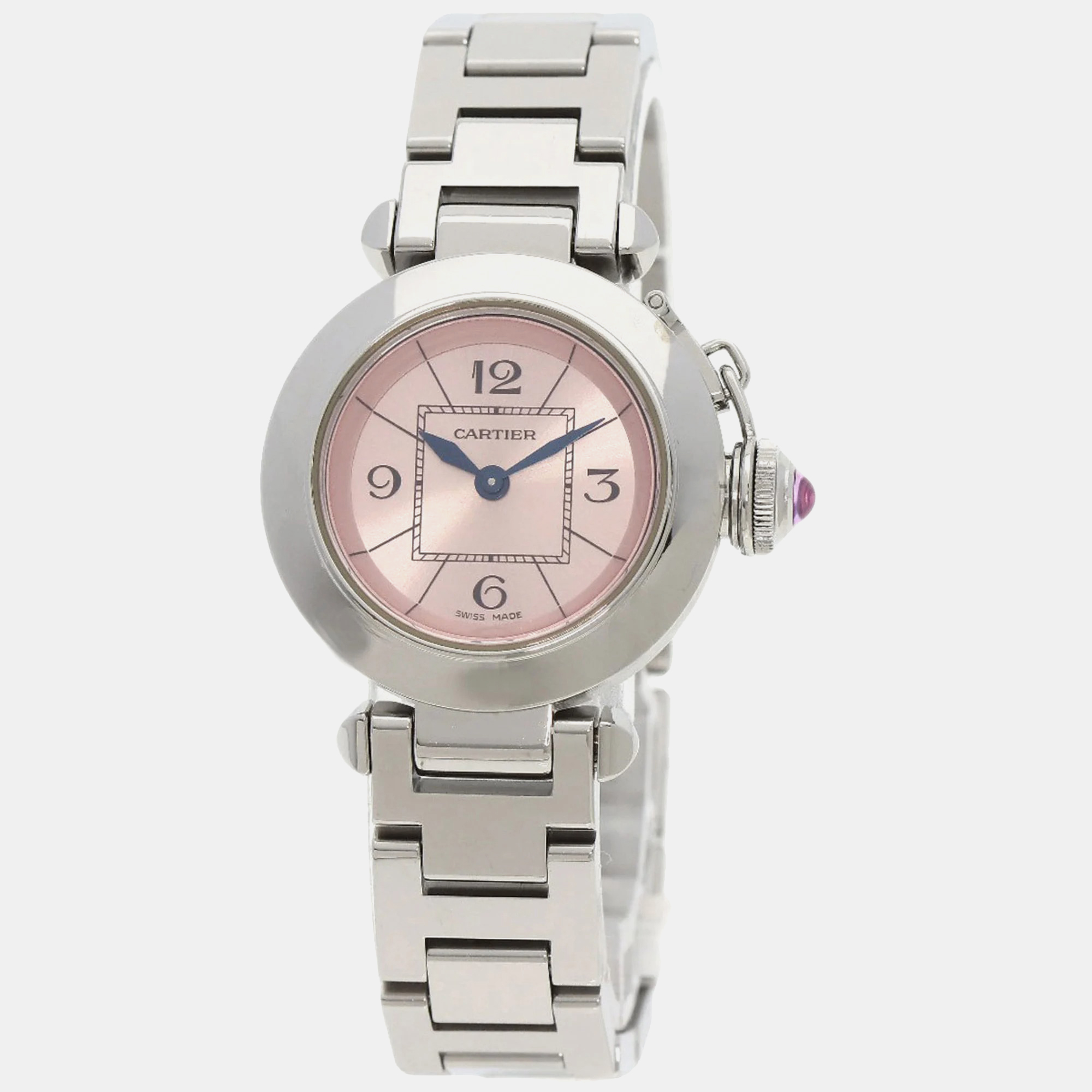 Cartier Pink Stainless Steel Miss Pasha W3140008 Quartz Women's Wristwatch 27 Mm