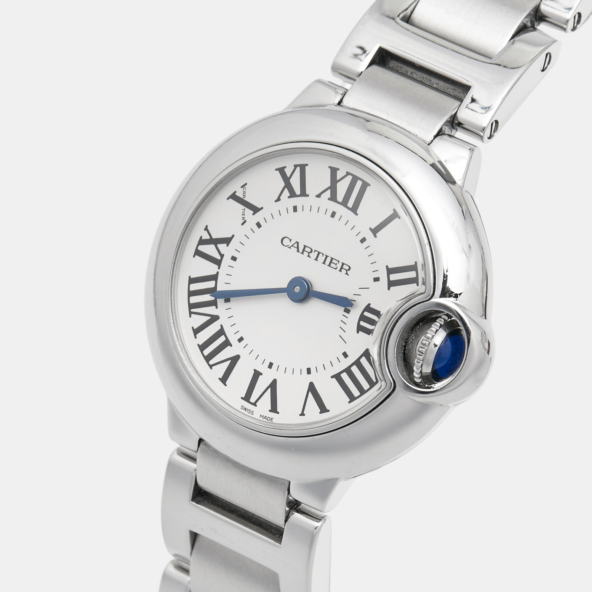 Cartier Silver Stainless Steel Ballon Bleu W69010Z4 Women's Wristwatch 28 Mm