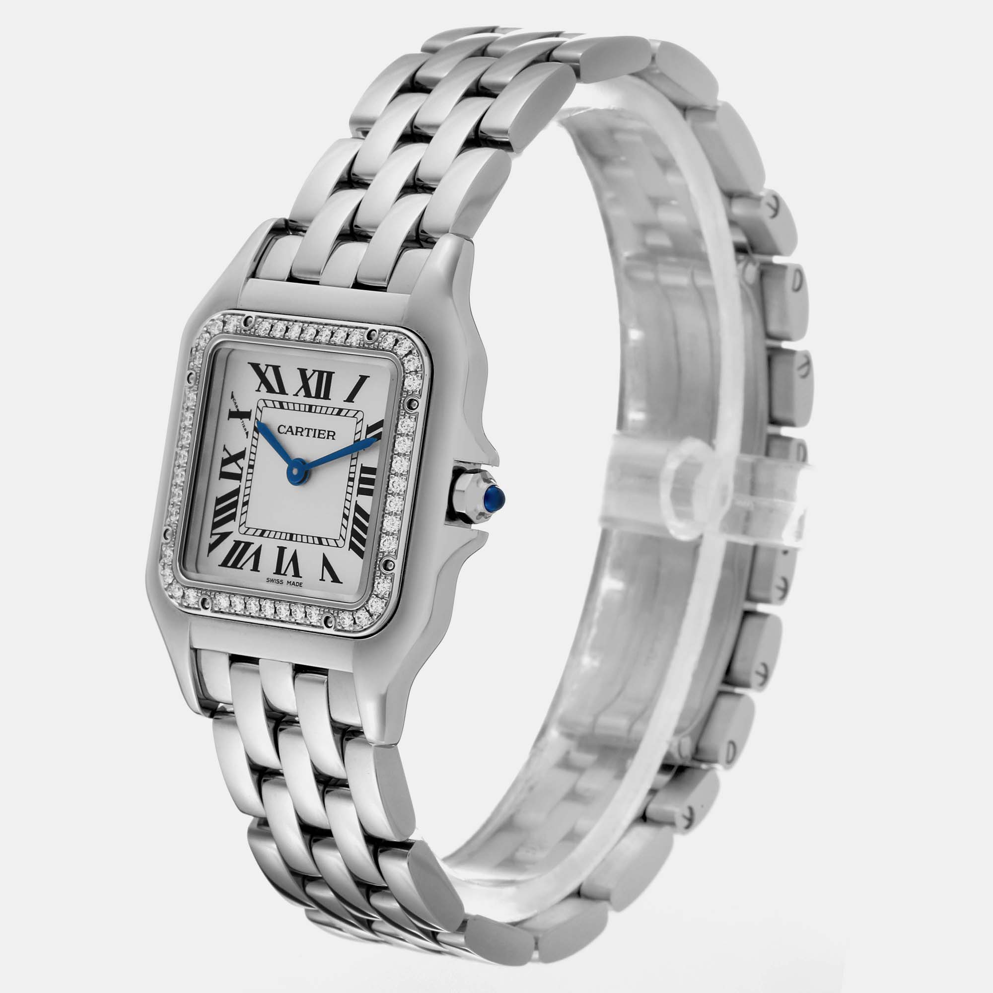 Cartier Panthere Medium Steel Diamond Bezel Ladies Watch 27.0 Mm