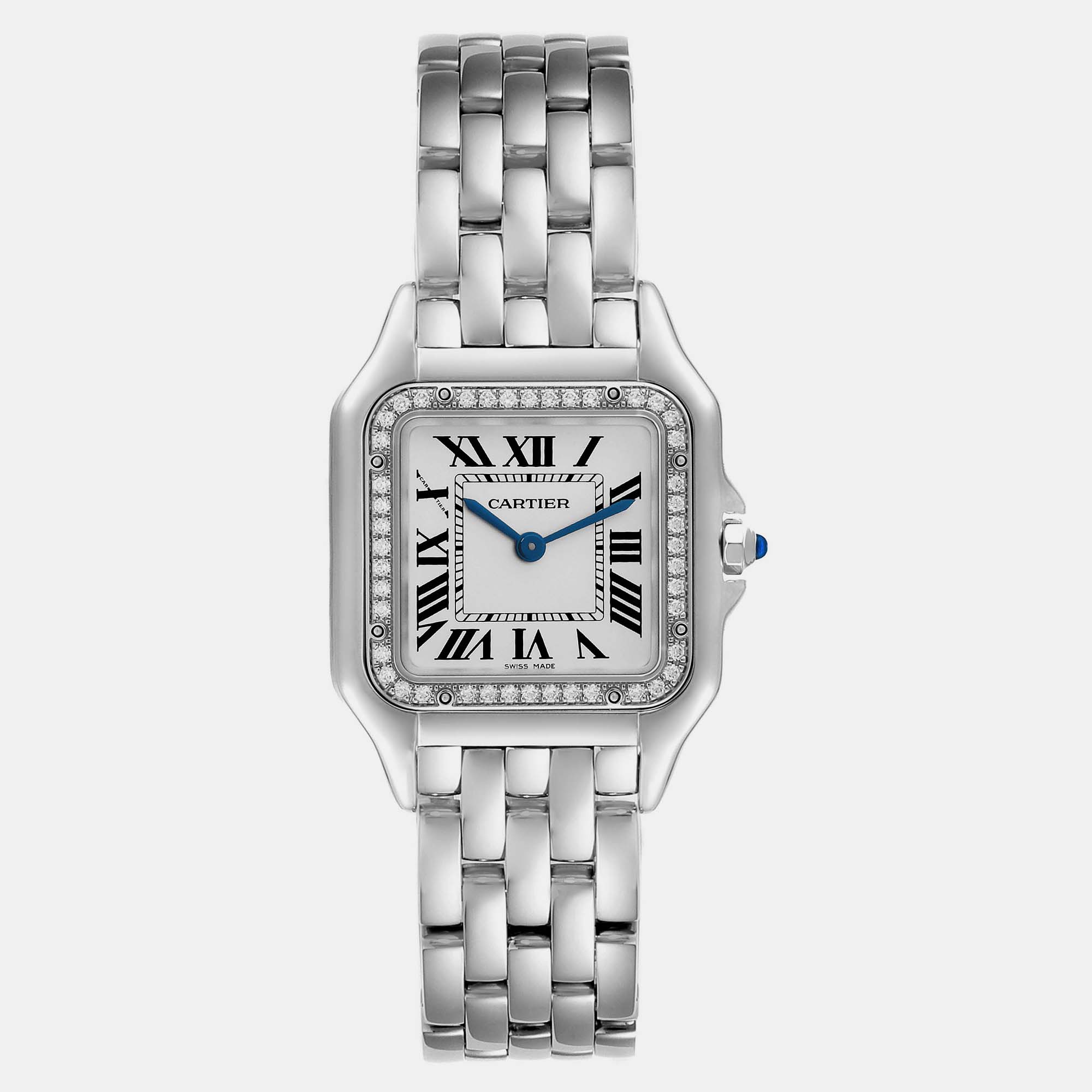 Cartier Panthere Medium Steel Diamond Bezel Ladies Watch 27.0 Mm