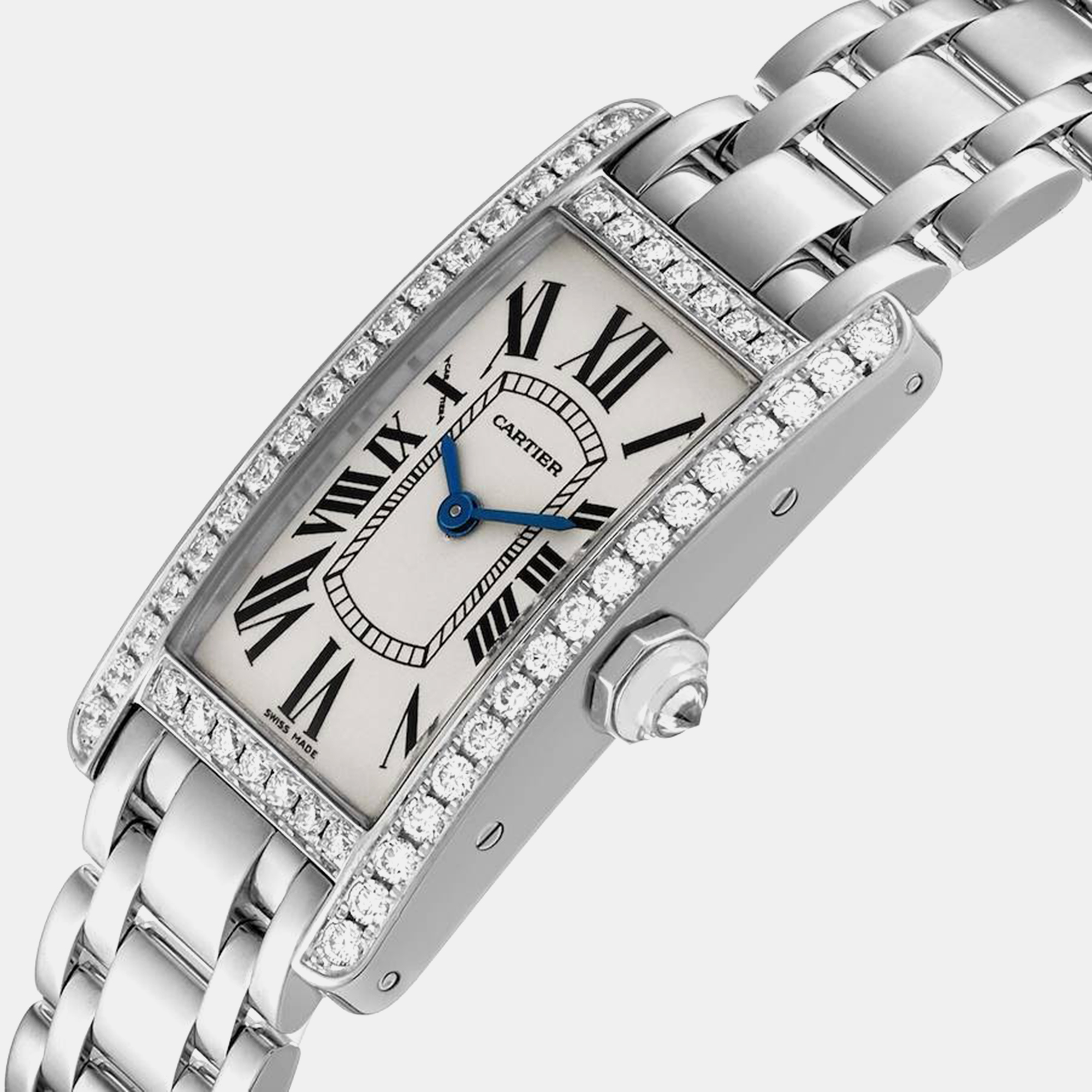 Cartier Tank Americaine White Gold Diamond Ladies Watch 19.0 Mm