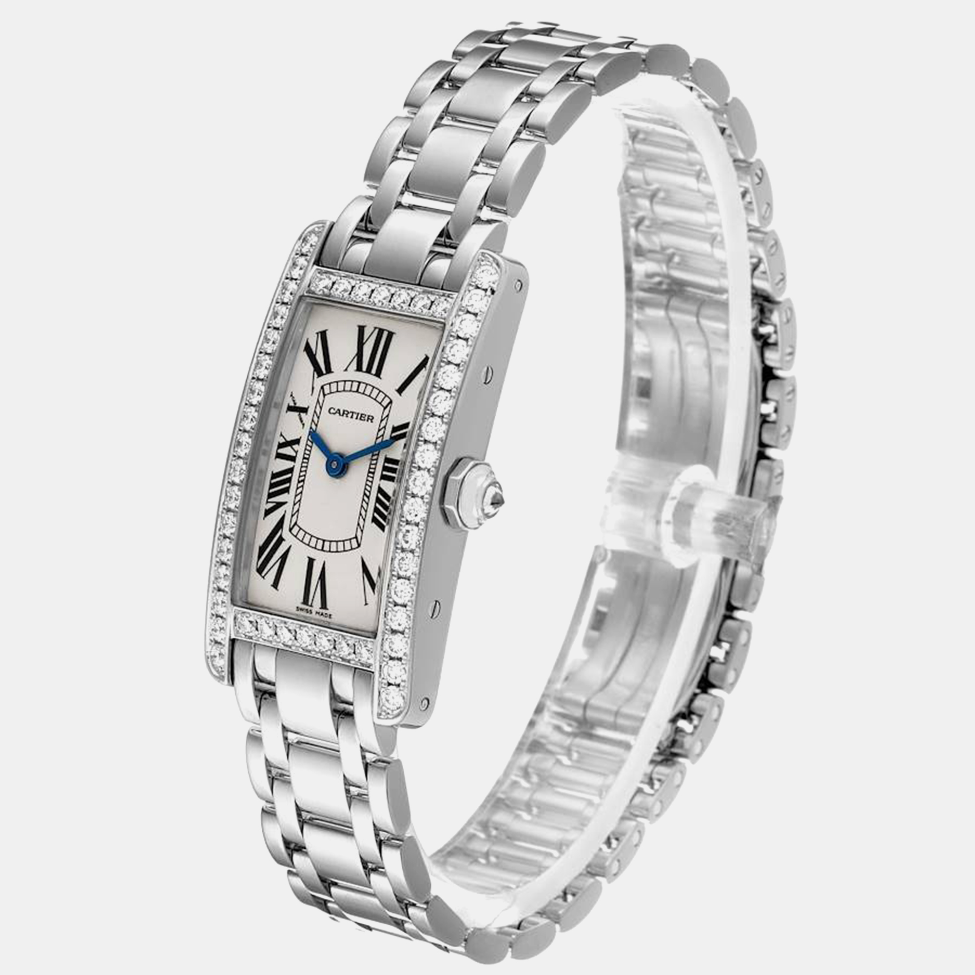 Cartier Tank Americaine White Gold Diamond Ladies Watch 19.0 Mm