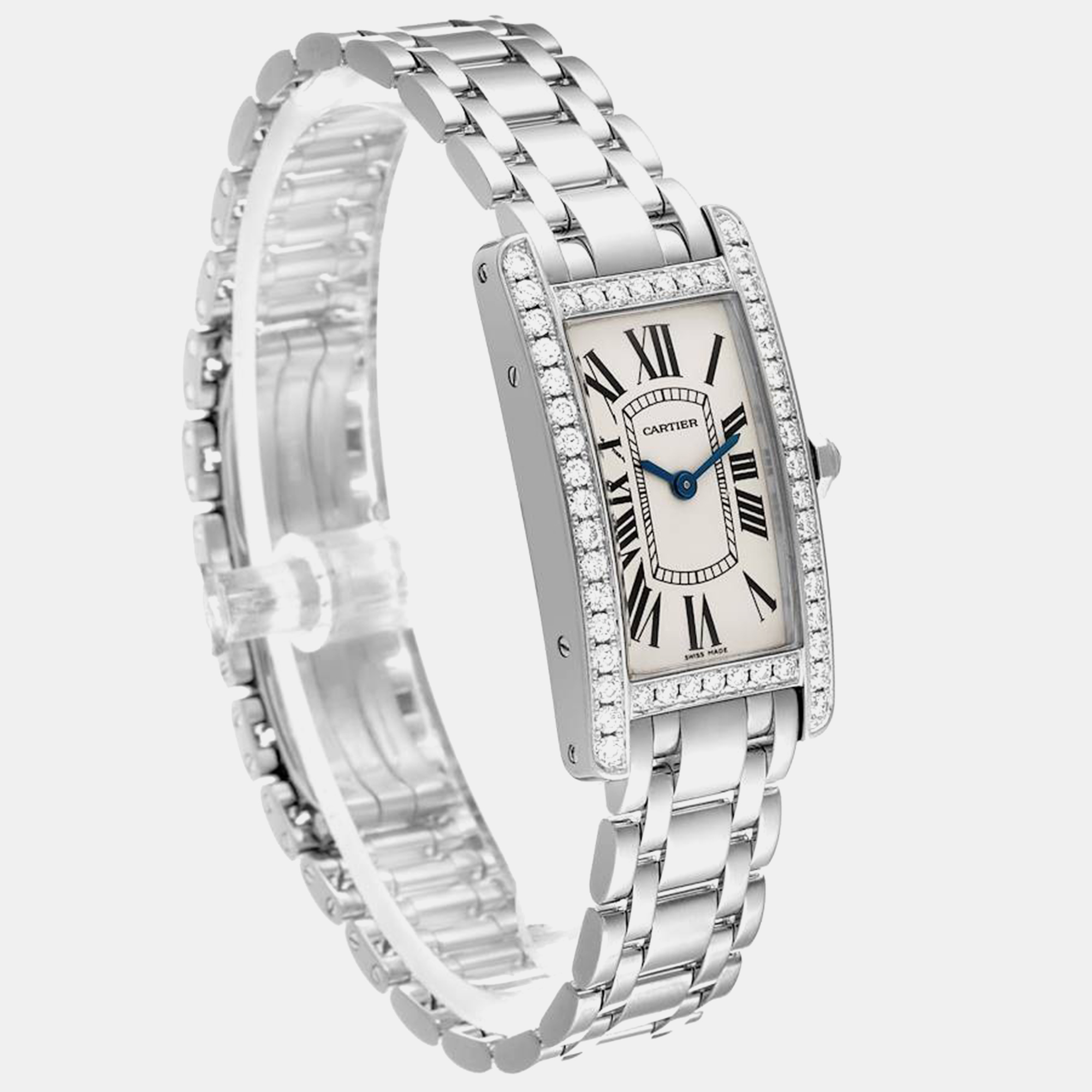 Cartier Tank Americaine White Gold Diamond Ladies Watch 19.0 Mm