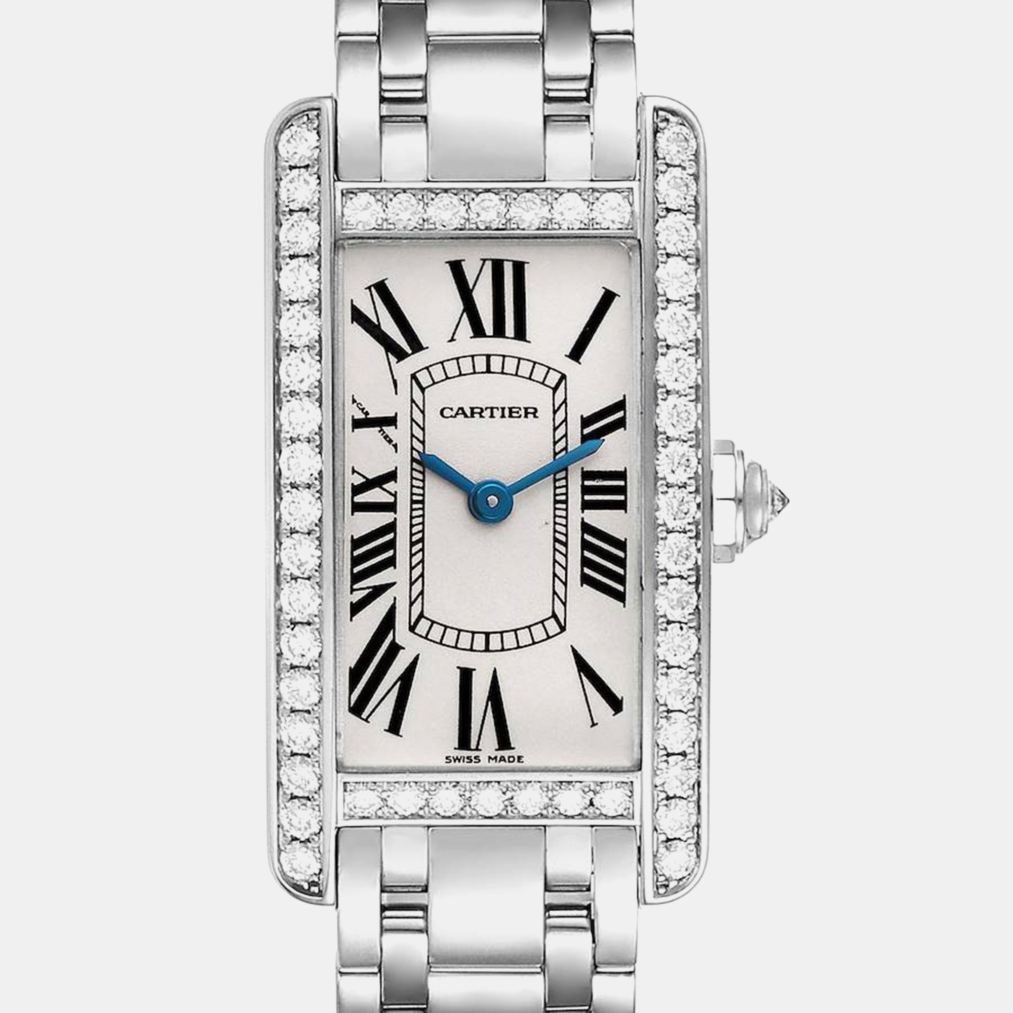 Cartier Tank Americaine White Gold Diamond Ladies Watch 19.0 Mm