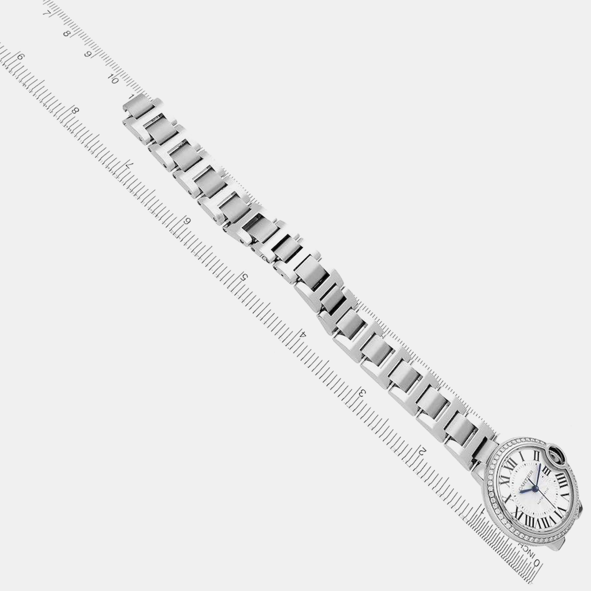 Cartier Ballon Bleu Steel Diamond Bezel Ladies Watch 33.0 Mm