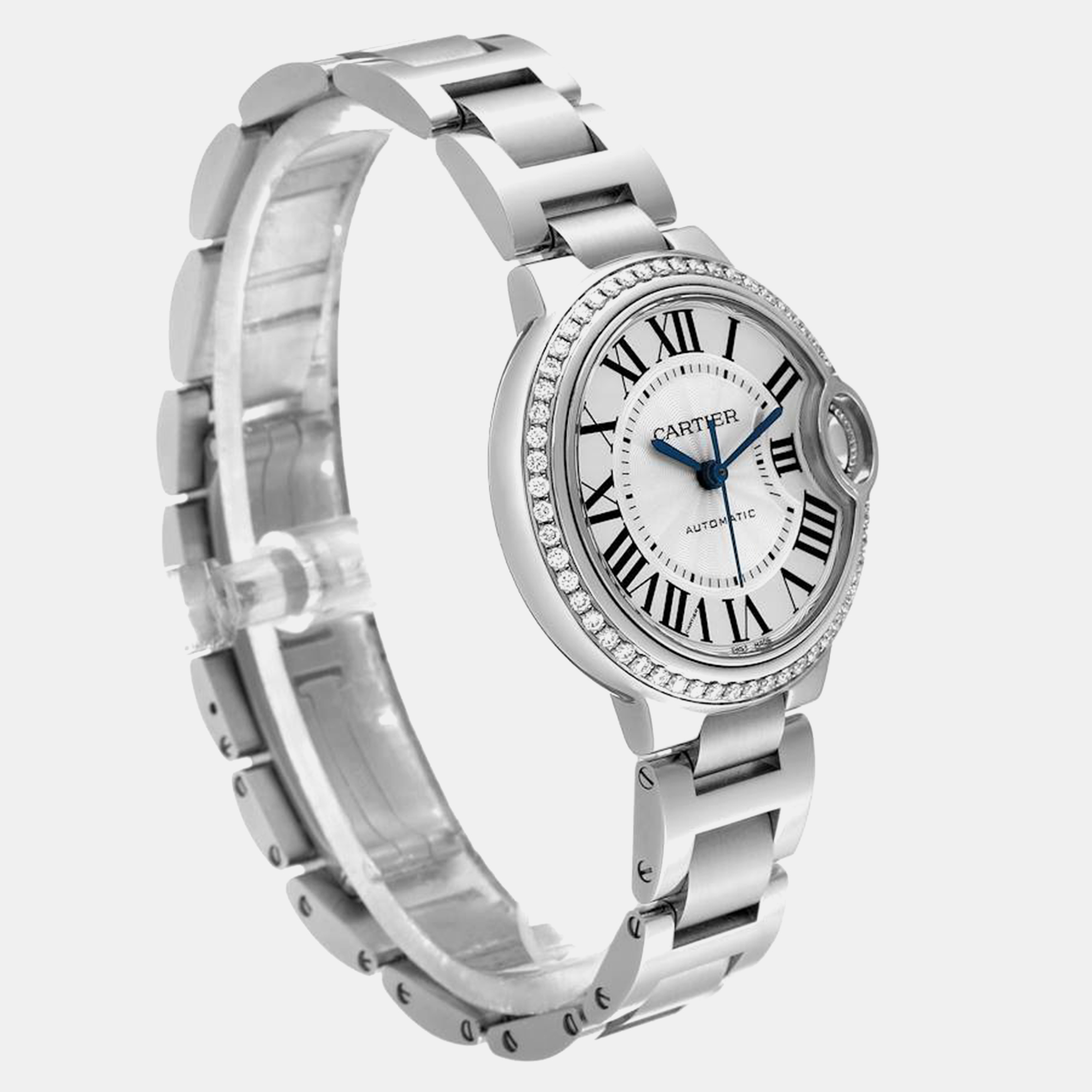 Cartier Ballon Bleu Steel Diamond Bezel Ladies Watch 33.0 Mm