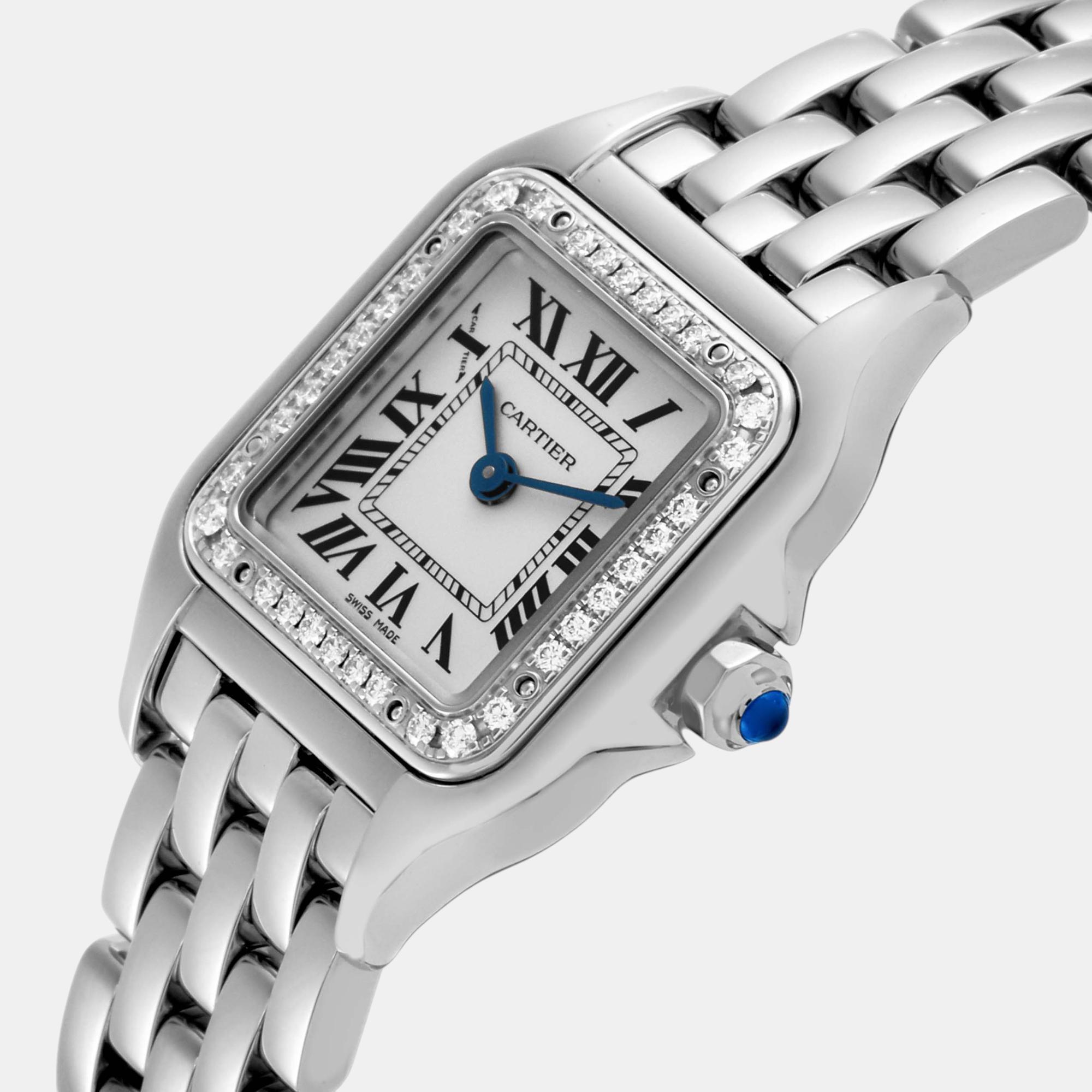 Cartier Panthere Small Steel Diamond Bezel Ladies Watch 23.0 Mm