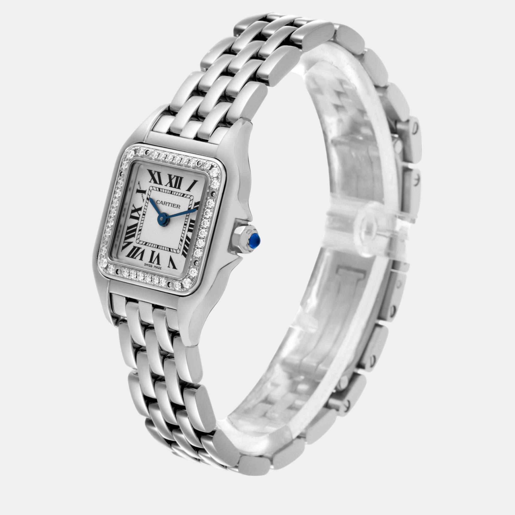 Cartier Panthere Small Steel Diamond Bezel Ladies Watch 23.0 Mm