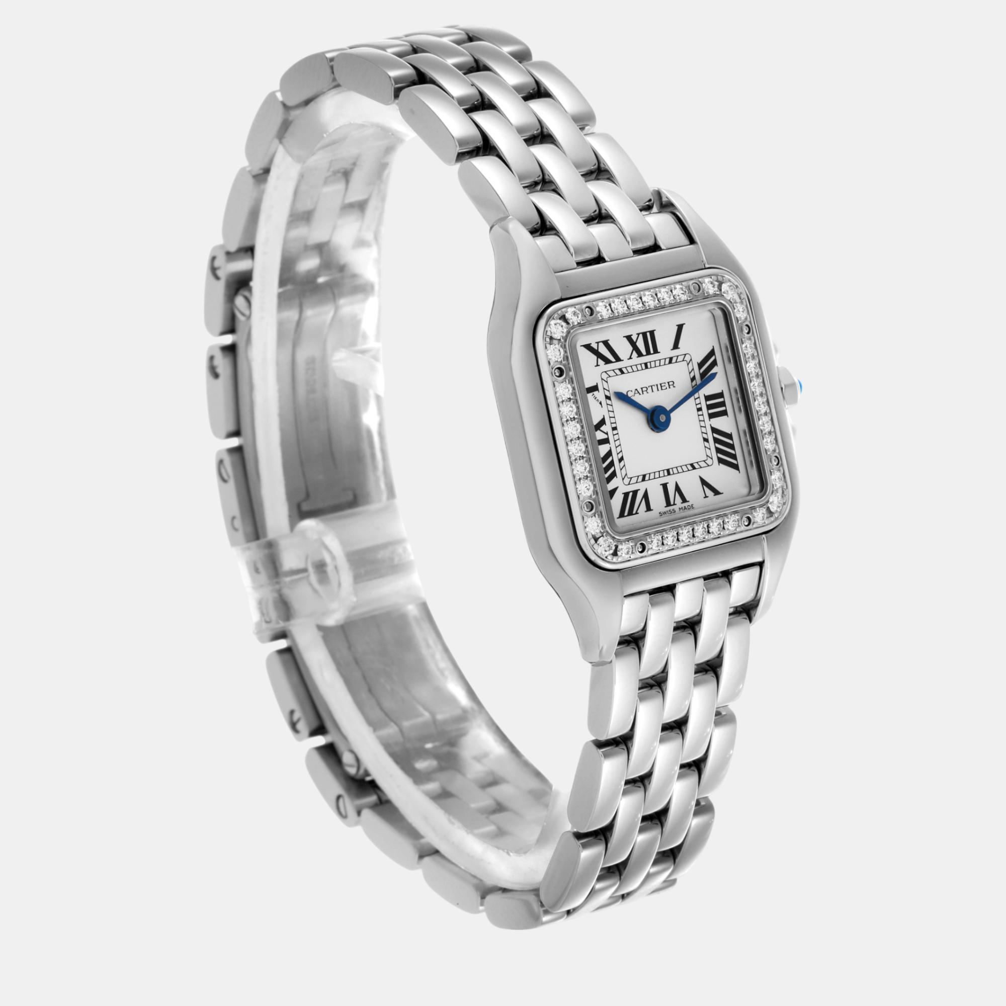 Cartier Panthere Small Steel Diamond Bezel Ladies Watch 23.0 Mm