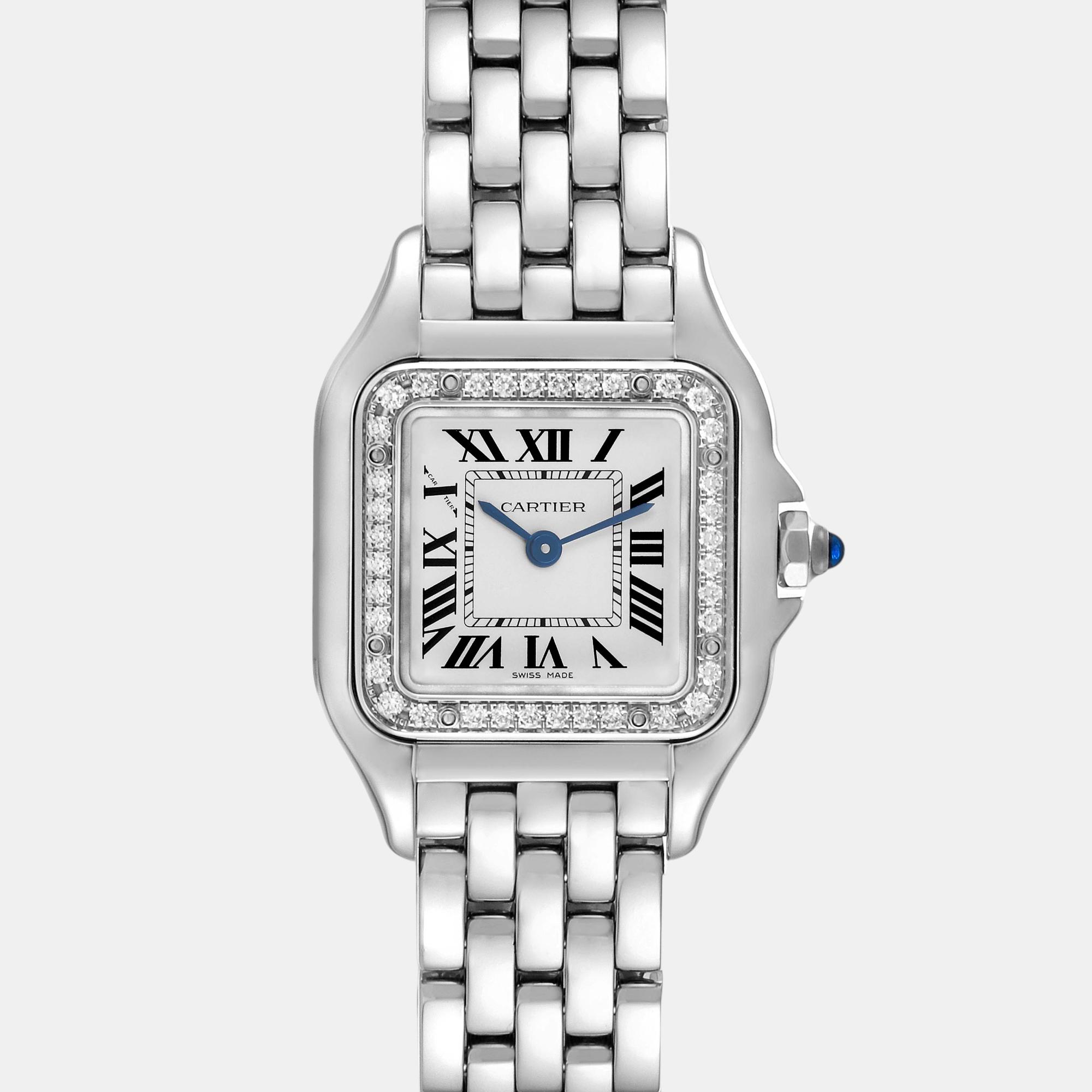 Cartier Panthere Small Steel Diamond Bezel Ladies Watch 23.0 Mm