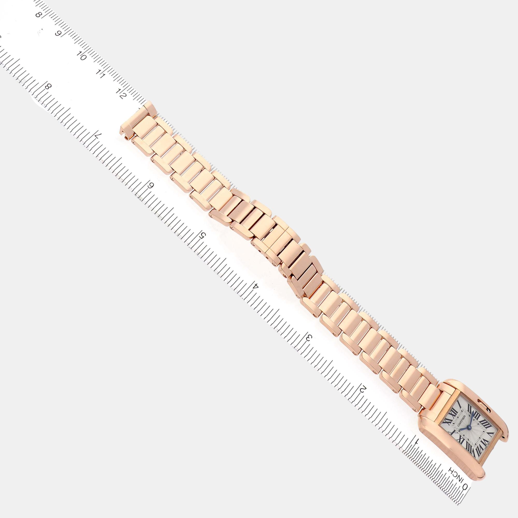 Cartier Tank Anglaise Small Silver Dial Rose Gold Ladies Watch 22.7 Mm