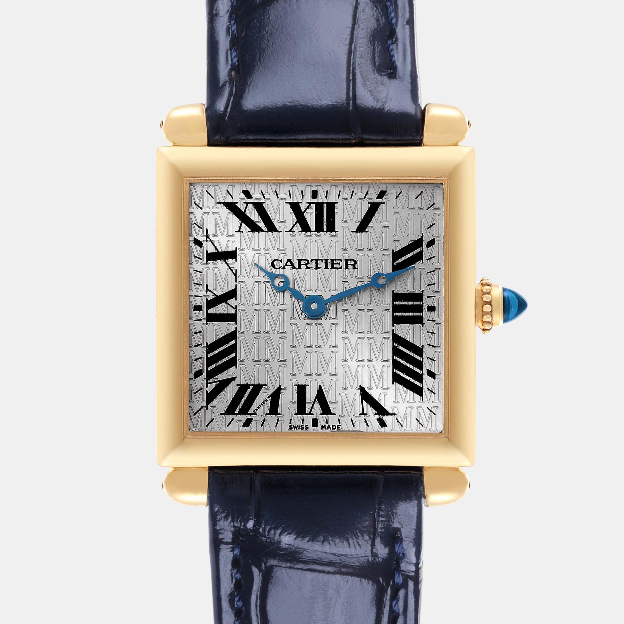 Cartier Tank Obus Yellow Gold Black Strap Ladies Watch W1532756