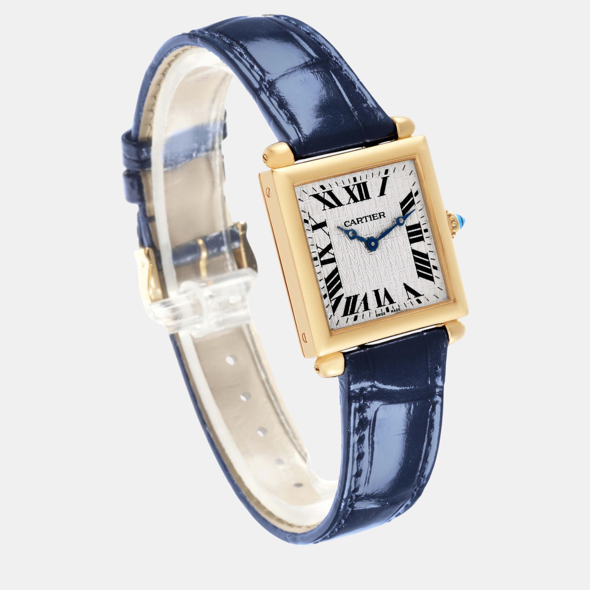 Cartier Tank Obus Yellow Gold Black Strap Ladies Watch W1532756