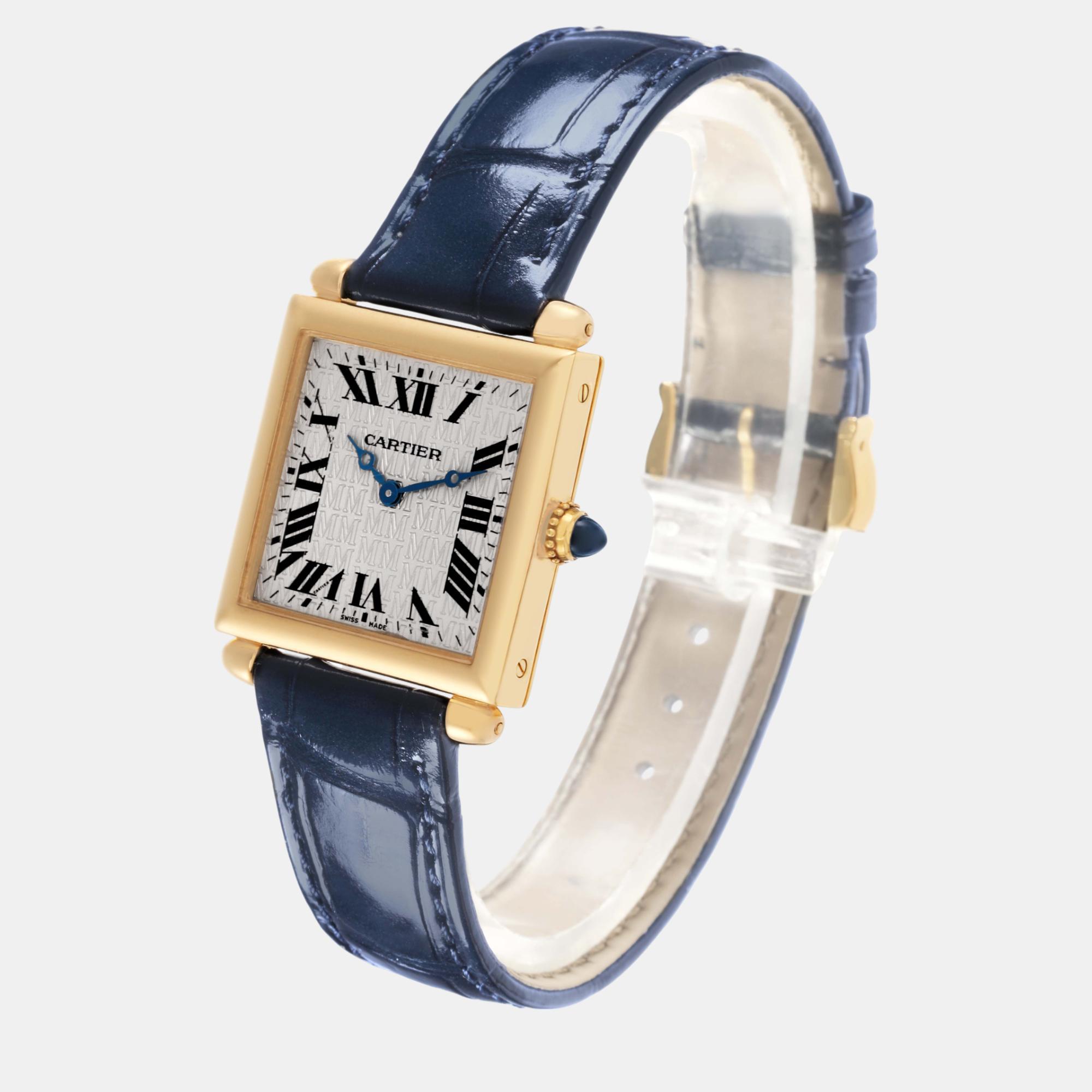 Cartier Tank Obus Yellow Gold Black Strap Ladies Watch W1532756