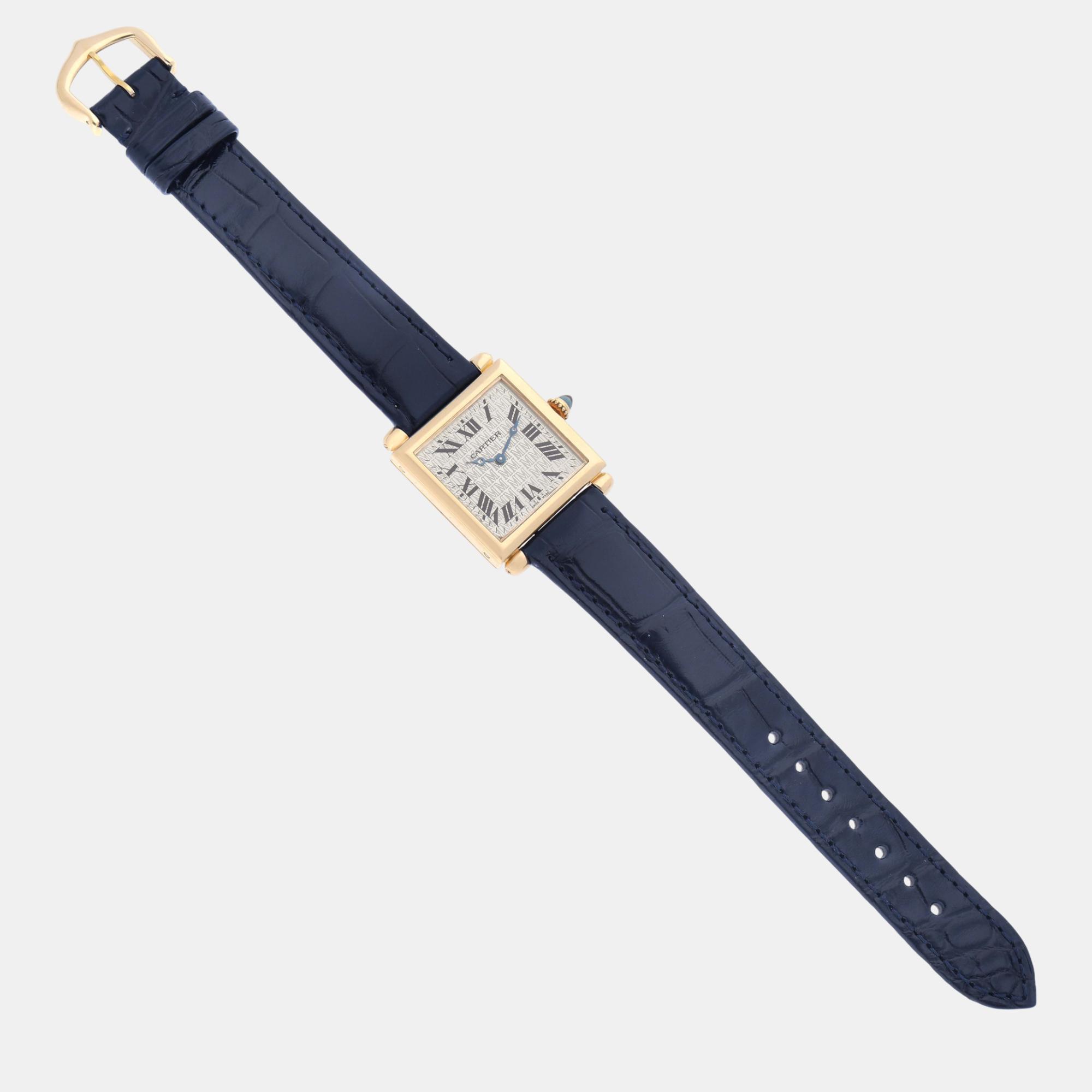 Cartier Tank Obus Yellow Gold Black Strap Ladies Watch W1532756